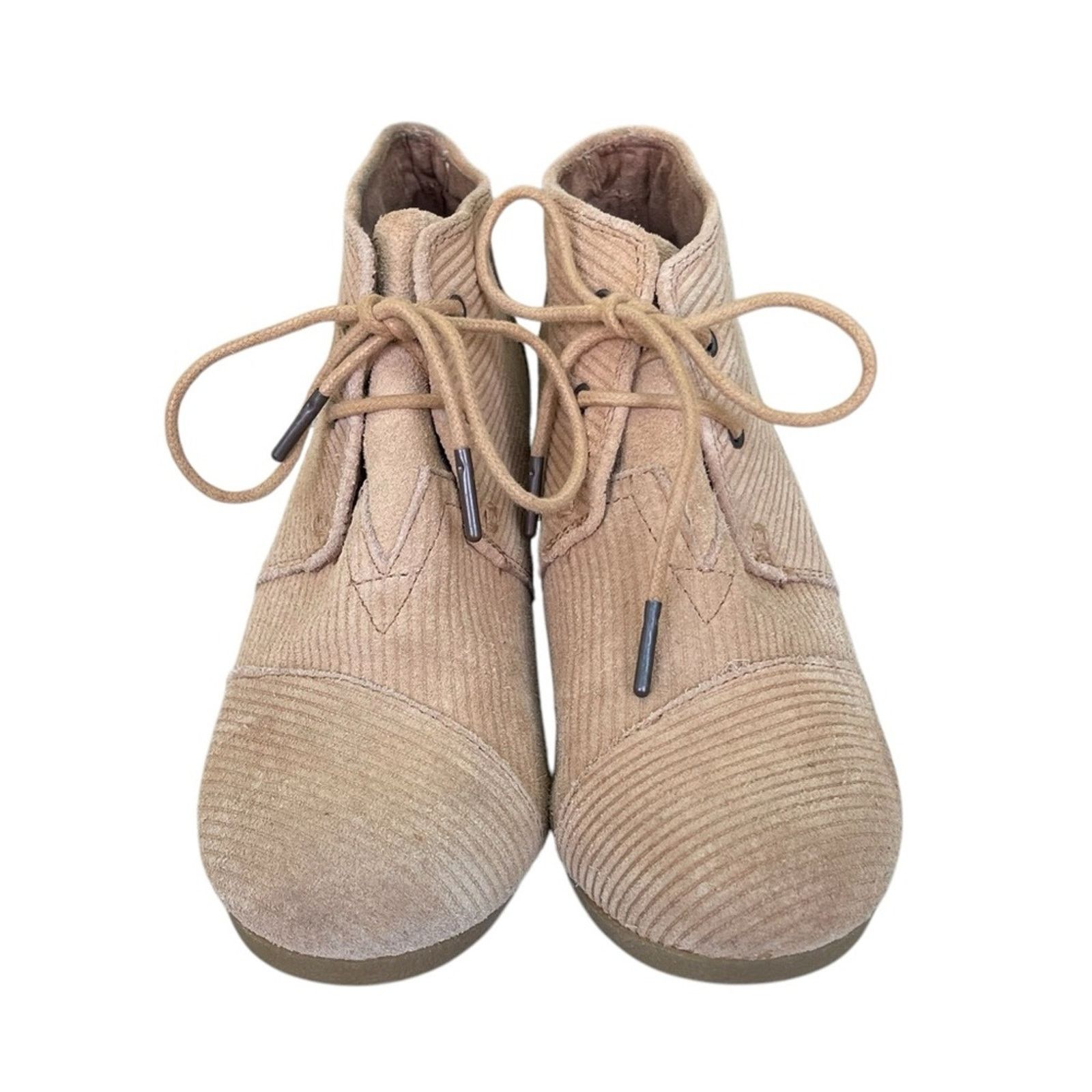 Toms Toms Corduroy Lace Up Wedge Heel Ankle Boots Tan Size 7.5 M Size US 7.5 / IT 37.5 - 9 Thumbnail