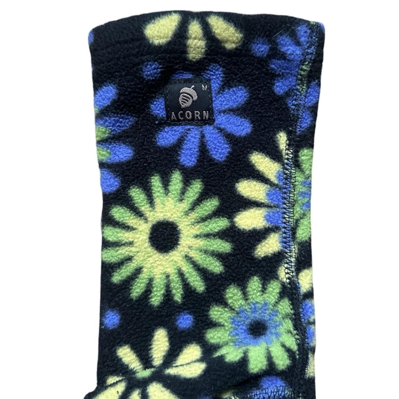 Vintage Black floral fleece thermal socks Size ONE SIZE - 3 Thumbnail