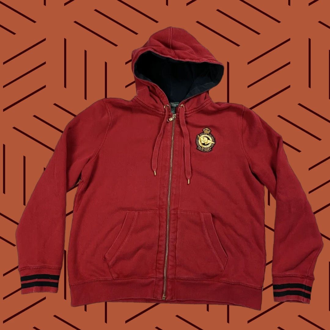 Ralph Lauren Ralph Lauren LRL Zip-Up Hoodie Sweatshirt Nautical Logo Red L Womens Size L / US 10 / IT 46 - 1 Thumbnail