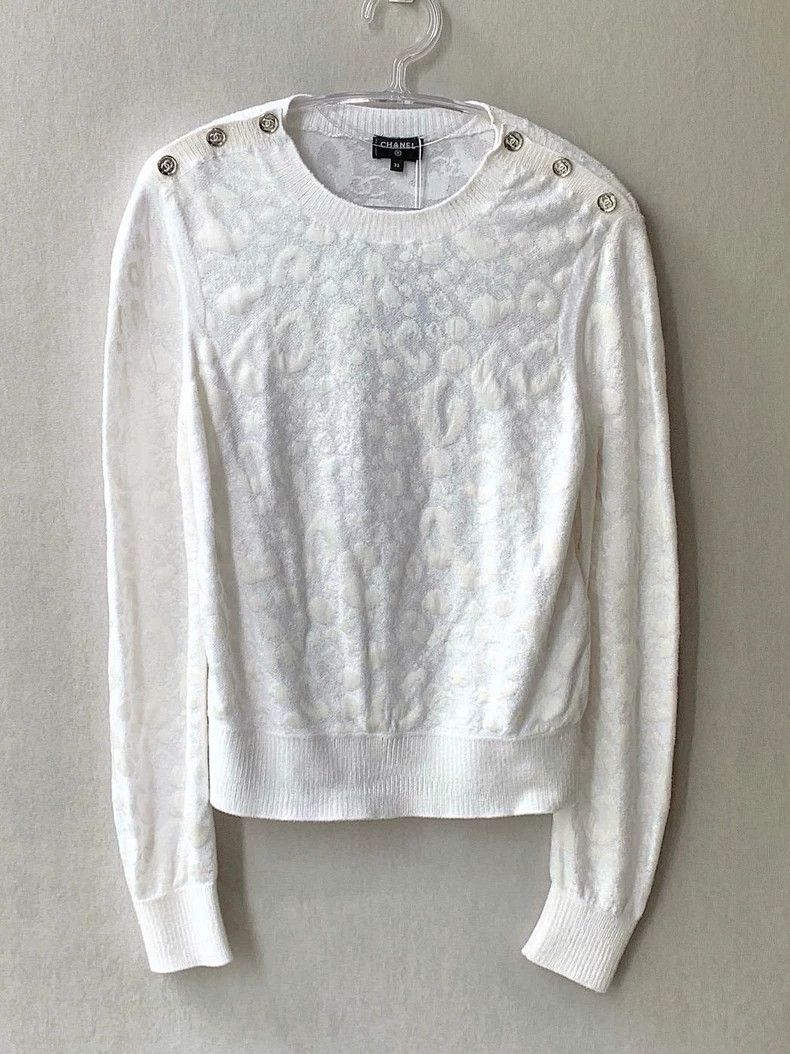 Chanel Chanel 23A double C buckle dark pattern jacquard long slee Size XS / US 0-2 / IT 36-38 - 1 Thumbnail