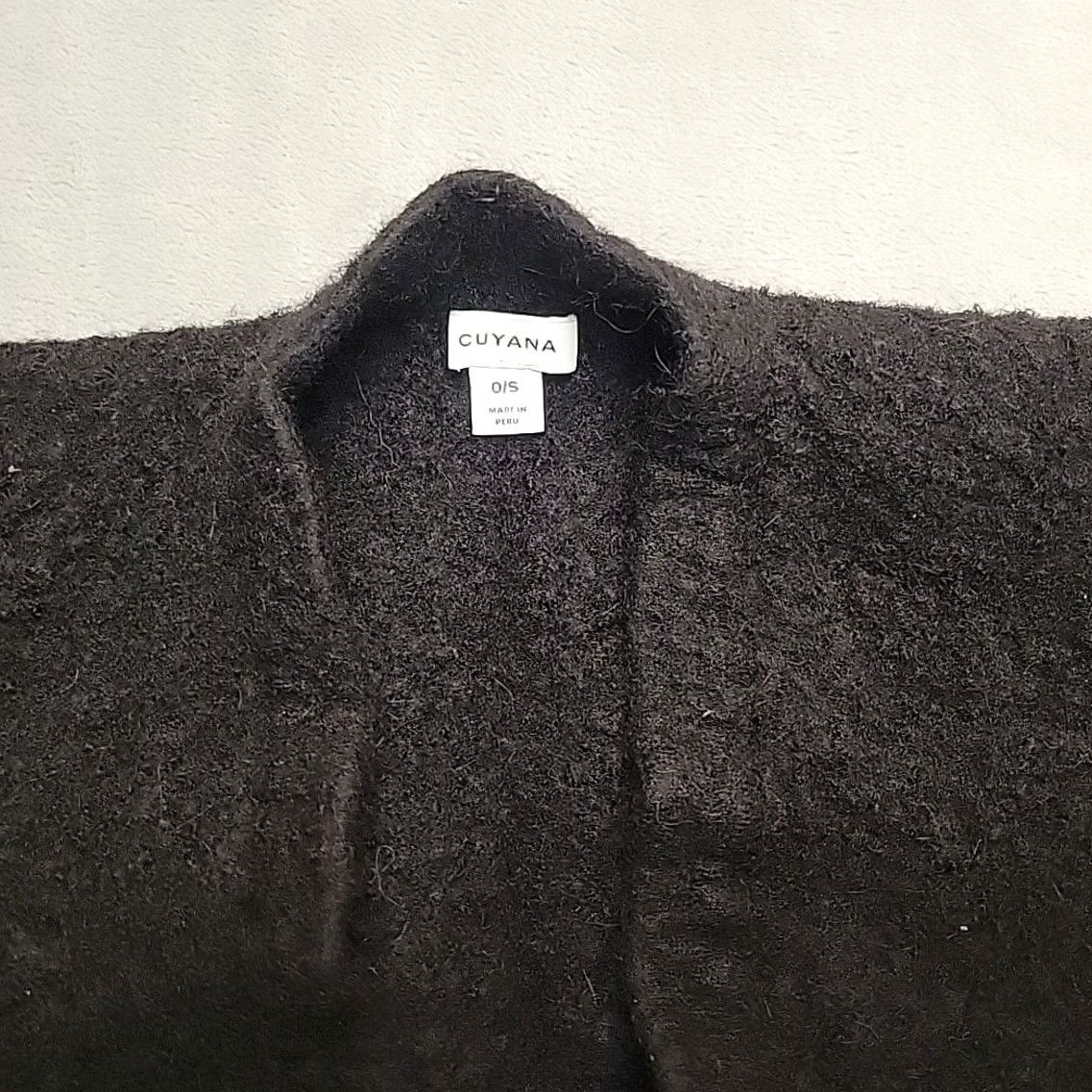 Vintage Cuyana Women OS Black Wool Blend Poncho Cape Minimalist Open Front Size ONE SIZE - 2 Thumbnail