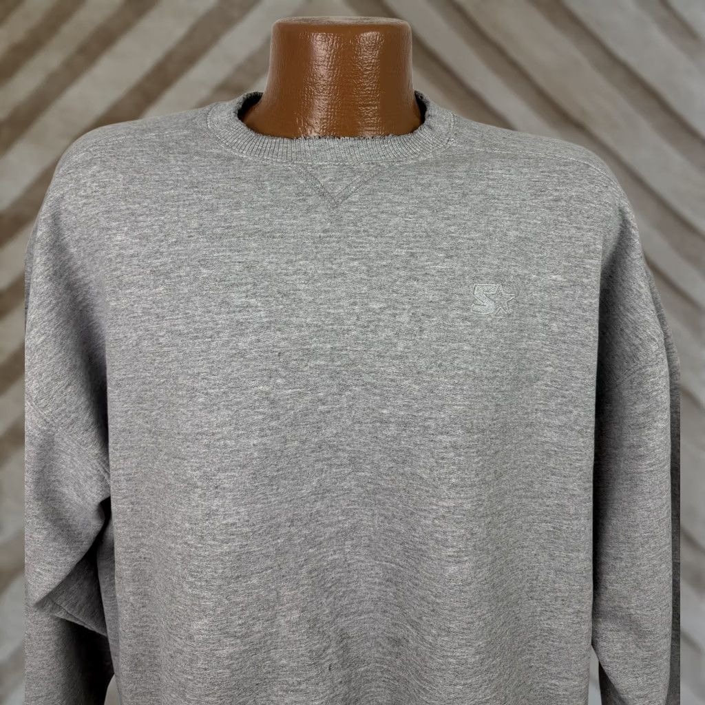 Starter VINTAGE Starter Sweatshirt Mens L Gray Crewneck Distressed Thrashed 90s Grunge Retro Sports Logo Embroidered Sweatshirt Size US L / EU 52-54 / 3 - 1 Thumbnail