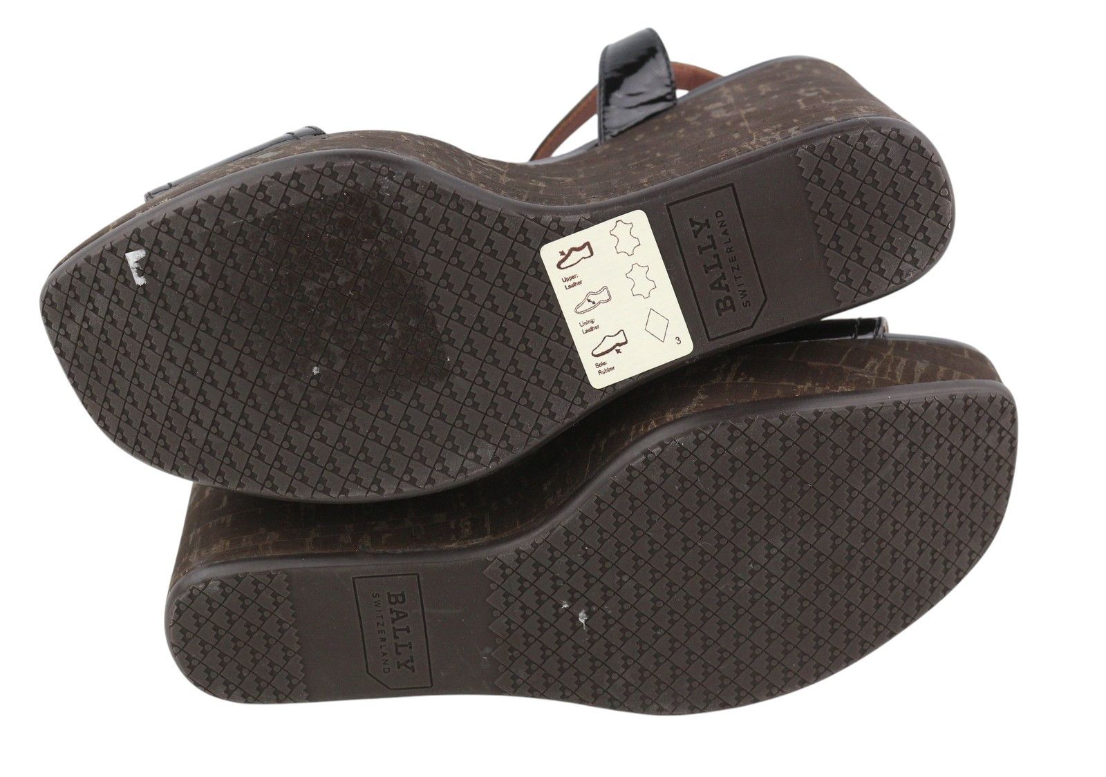 Bally CLIVYA EU37.5 Black Patent Leather Slingback Wedge 88408 Size US 6.5 / IT 36.5 - 9 Thumbnail