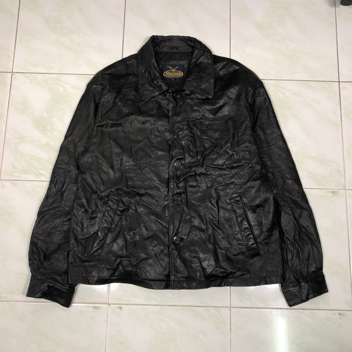 Japanese Brand 📌Vintage Biker Leather Jacket Suburban Issey Miyake Size US L / EU 52-54 / 3 - 1 Thumbnail