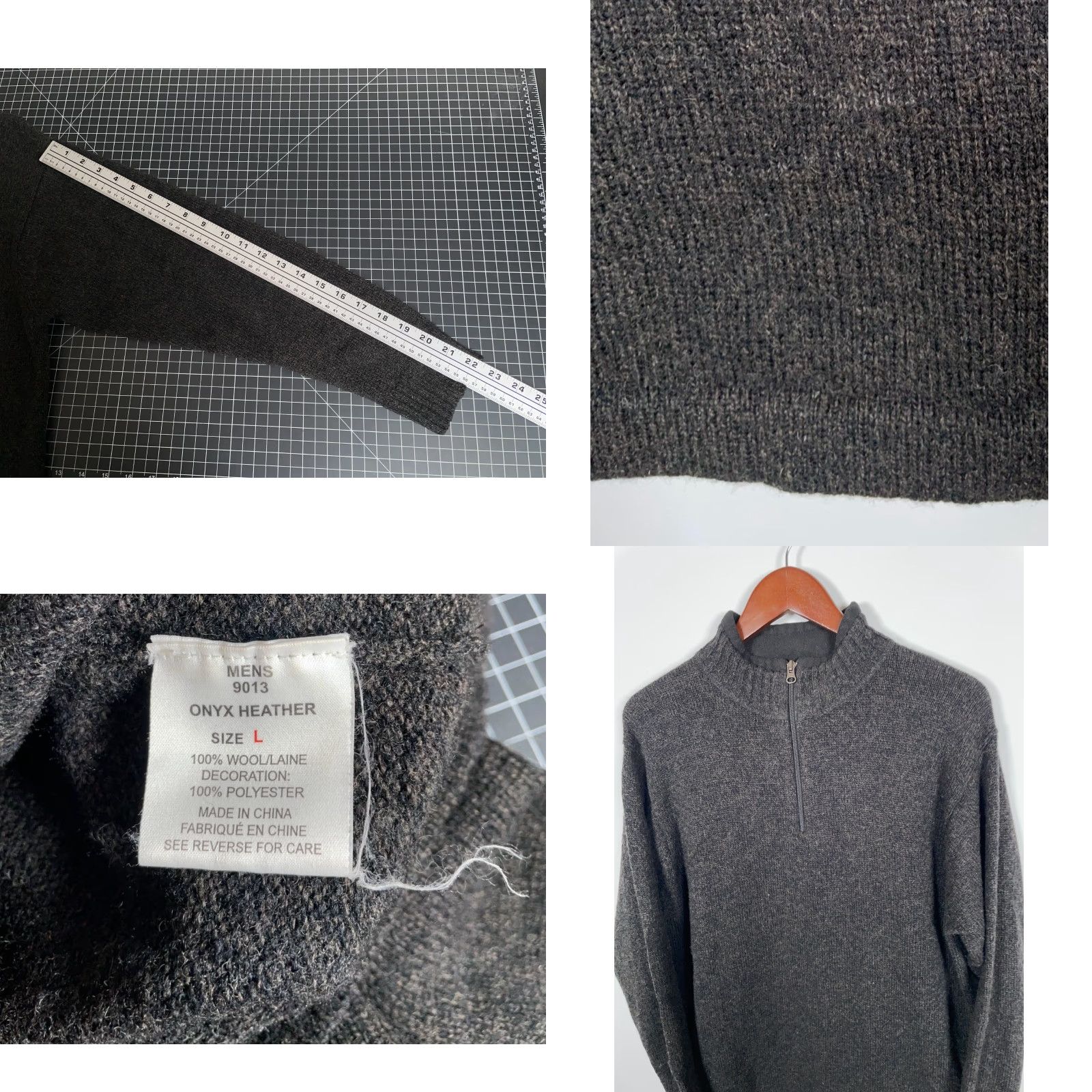 Vintage Woolrich Wool Sweater 1/4-Zip Adult Large Dark Gray Mock Neck Pullover Preppy Mens Size US L / EU 52-54 / 3 - 8 Thumbnail