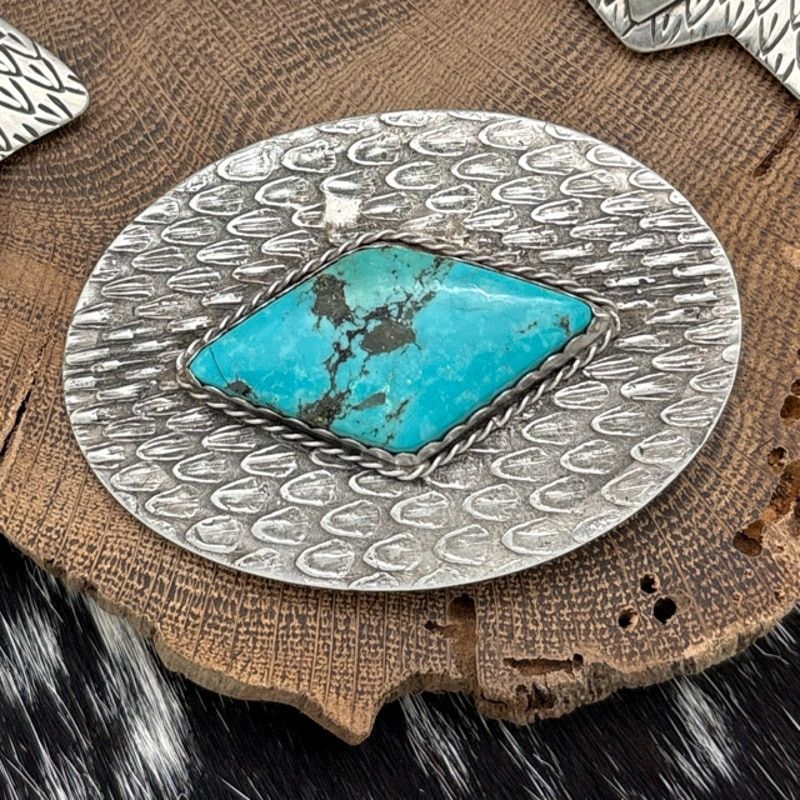 Native 1990s Native American NAVAJO Sterling & Turquoise Concho Set Size ONE SIZE - 2 Thumbnail