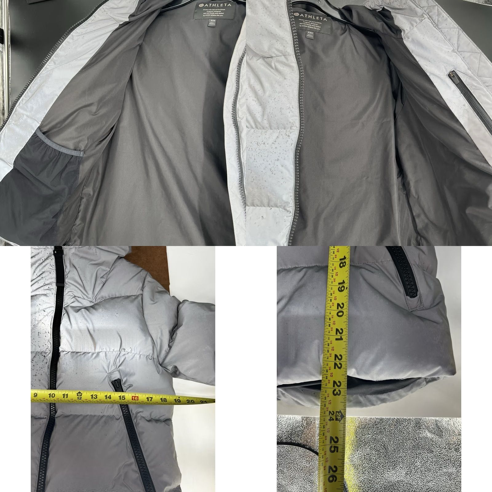 Athleta Athleta Snow Down Cropped Puffer Jacket Women’s XXS Silver Full Zip Hooded Pockets Winter Casual Shirt Jacket Womens Size XXS / US 00 / IT 34 - 9 Thumbnail