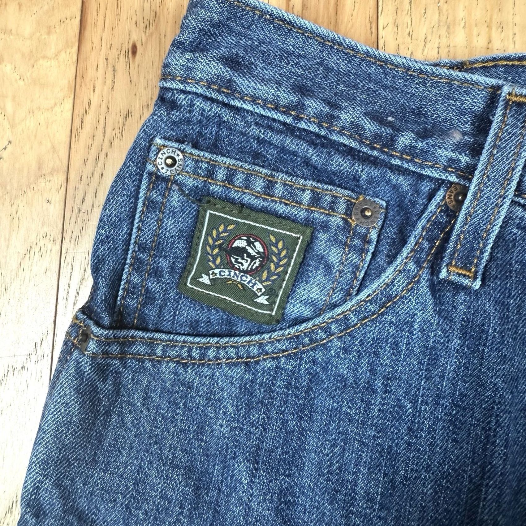 Denime VINTAGE Cinch Jeans Mens 32x38 Denim Blue Medium Straight Jeans Y2K Mens Boys? Size US 32 / EU 48 - 5 Thumbnail