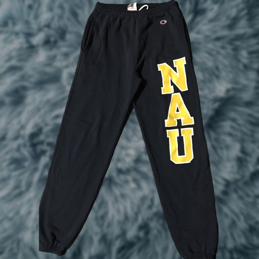 Champion VINTAGE Champion 90s NAU Spellout Sweatpants Men S Navy Blue Sports Track College USA Grunge Hip Hop PE Size US 29 - 1 Thumbnail