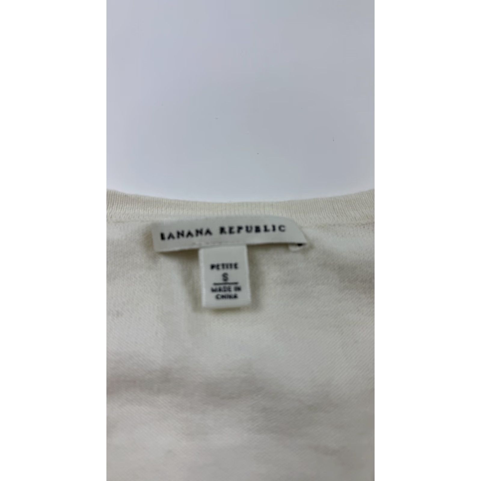 Banana Republic Banana Republic Cardigan Sweater Womens Petite Small Ivory Beaded Open Front Long Sleeve Ruched Trim Size S / US 4 / IT 40 - 3 Thumbnail