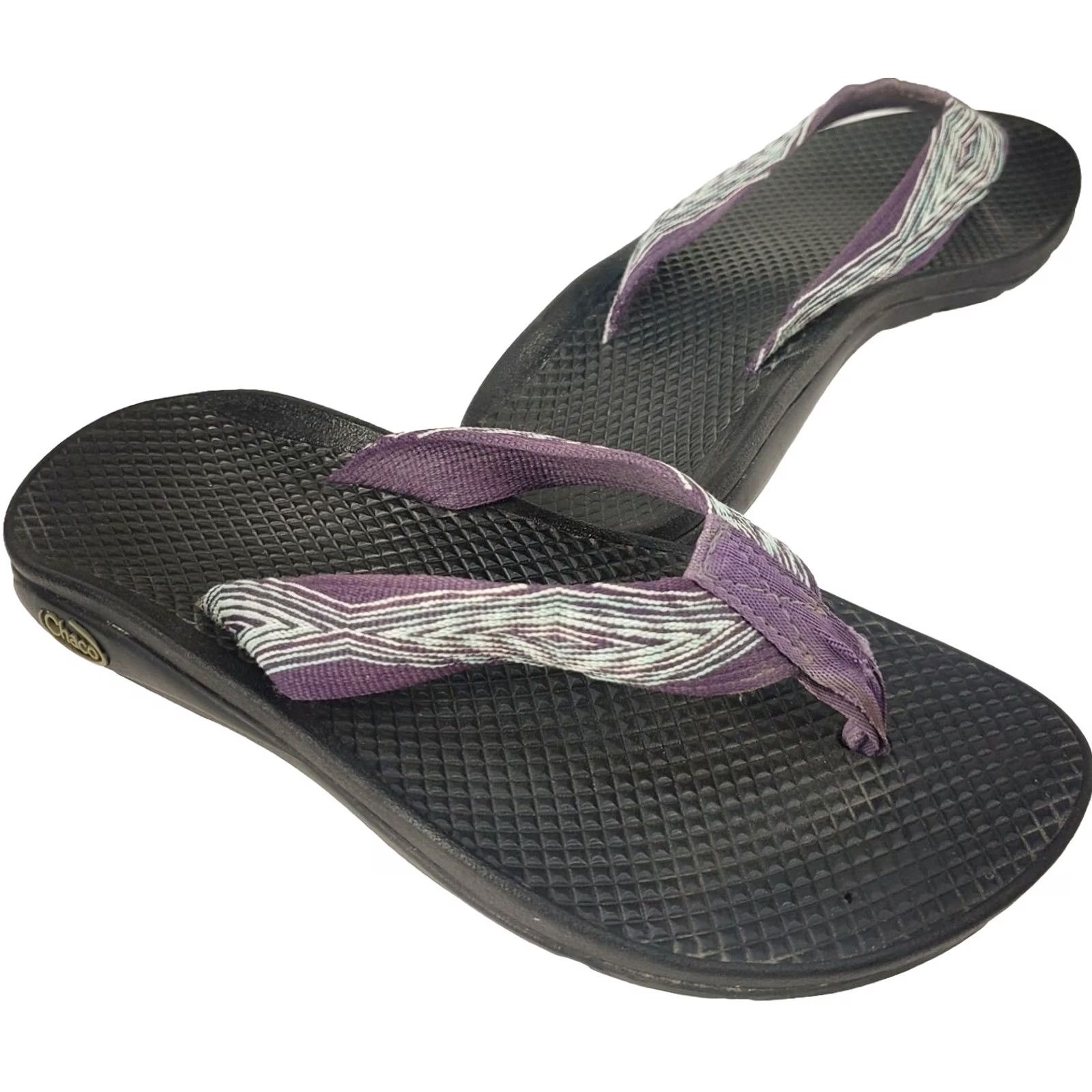 Chaco Chaco Flip Ecotread Sandal Women 6 Purple Teal Geometric Cushy Comfort Summer Shoes Size US 6 / IT 36 - 2 Thumbnail