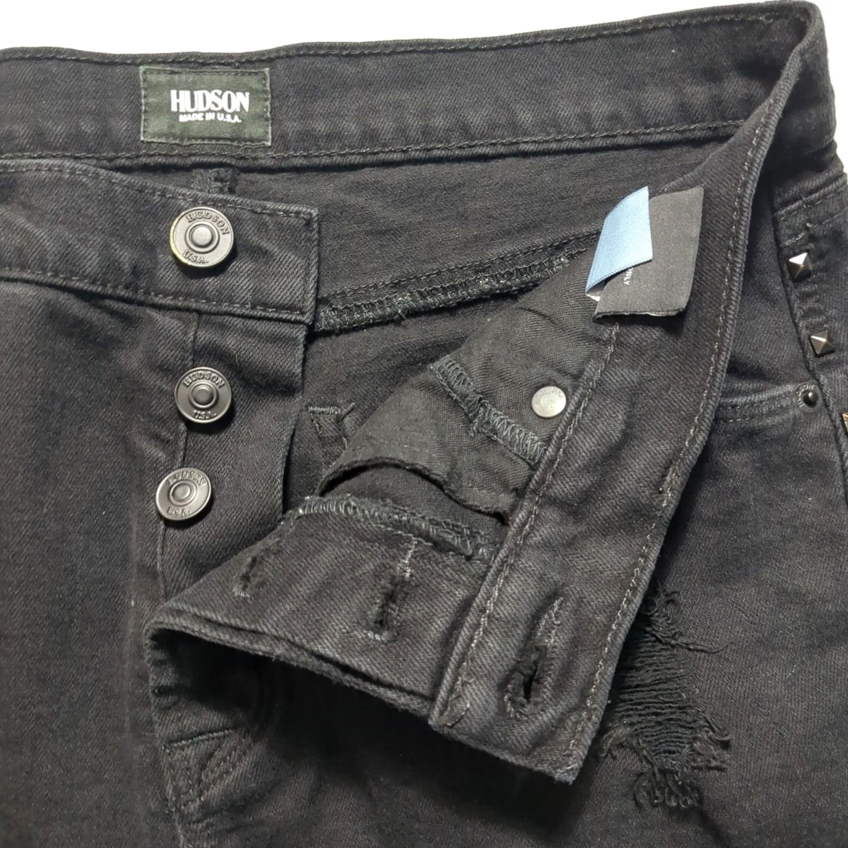Hudson Hudson Libertine Boyfriend Distressed Black Denim Shorts 28 USA Size 24" / US 00 / IT 34 - 4 Thumbnail