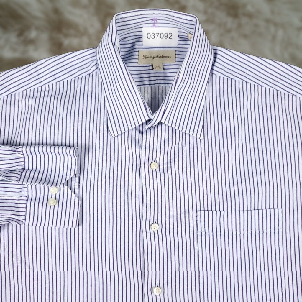 Tommy Bahama Tommy Bahama Shirt Mens 16.5 Purple Striped Dress Button Up Long Sleeve Size 42R - 1 Thumbnail