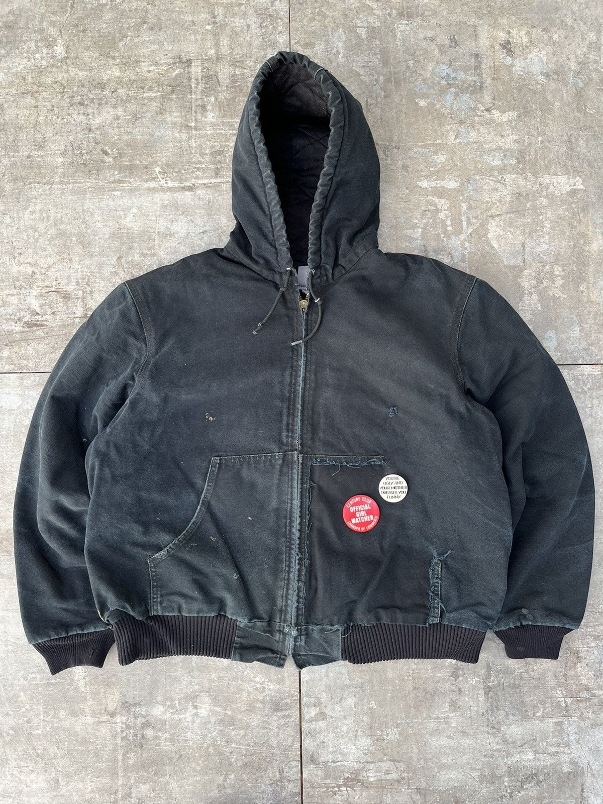 image of 90's Faded Black Carhartt Work Jacket, Men's (Size Large)