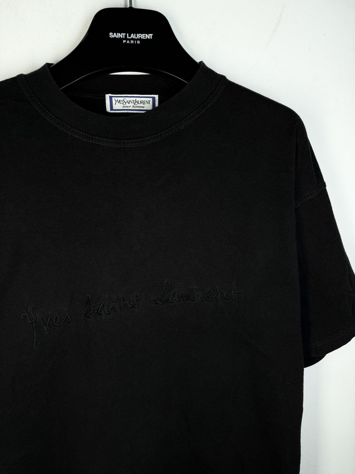 Yves Saint Laurent 90s YSL T-Shirt Big Logo Black Shirt Vintage Tee Size US M / EU 48-50 / 2 - 19 Thumbnail