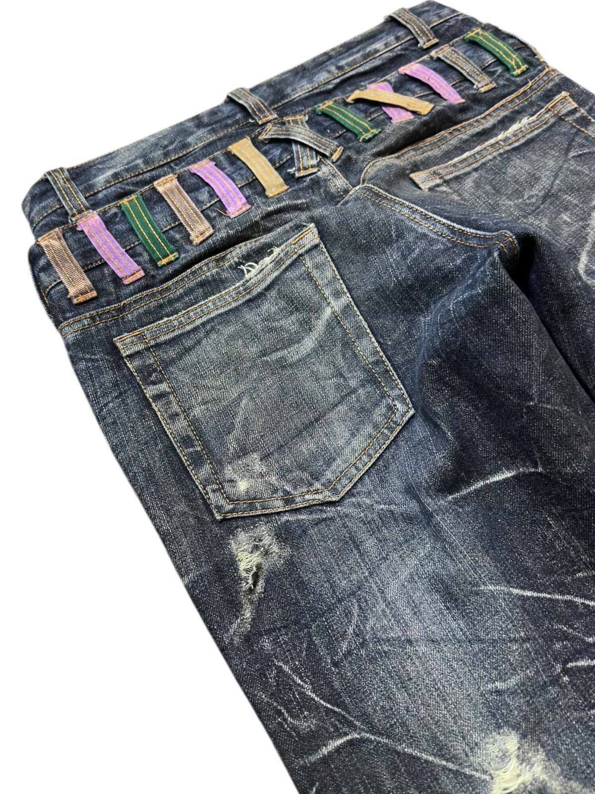 Le Grande Bleu (L.G.B.) Vintage Nylaus Clothing Double Waist Grunge Denim Size US 31 - 7 Thumbnail