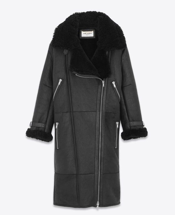 Saint Laurent Paris o1bcso1str1225 Long Aviator Jacket in Aged-Leather in Black Size M / US 6-8 / IT 42-44 - 2 Thumbnail
