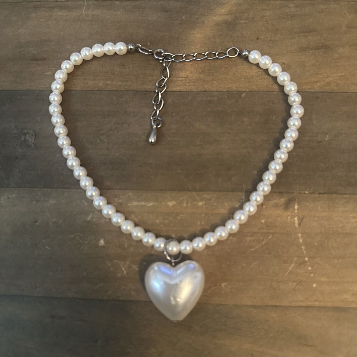 Vintage Vintage faux pearl heart pendant necklace Size ONE SIZE - 2 Thumbnail