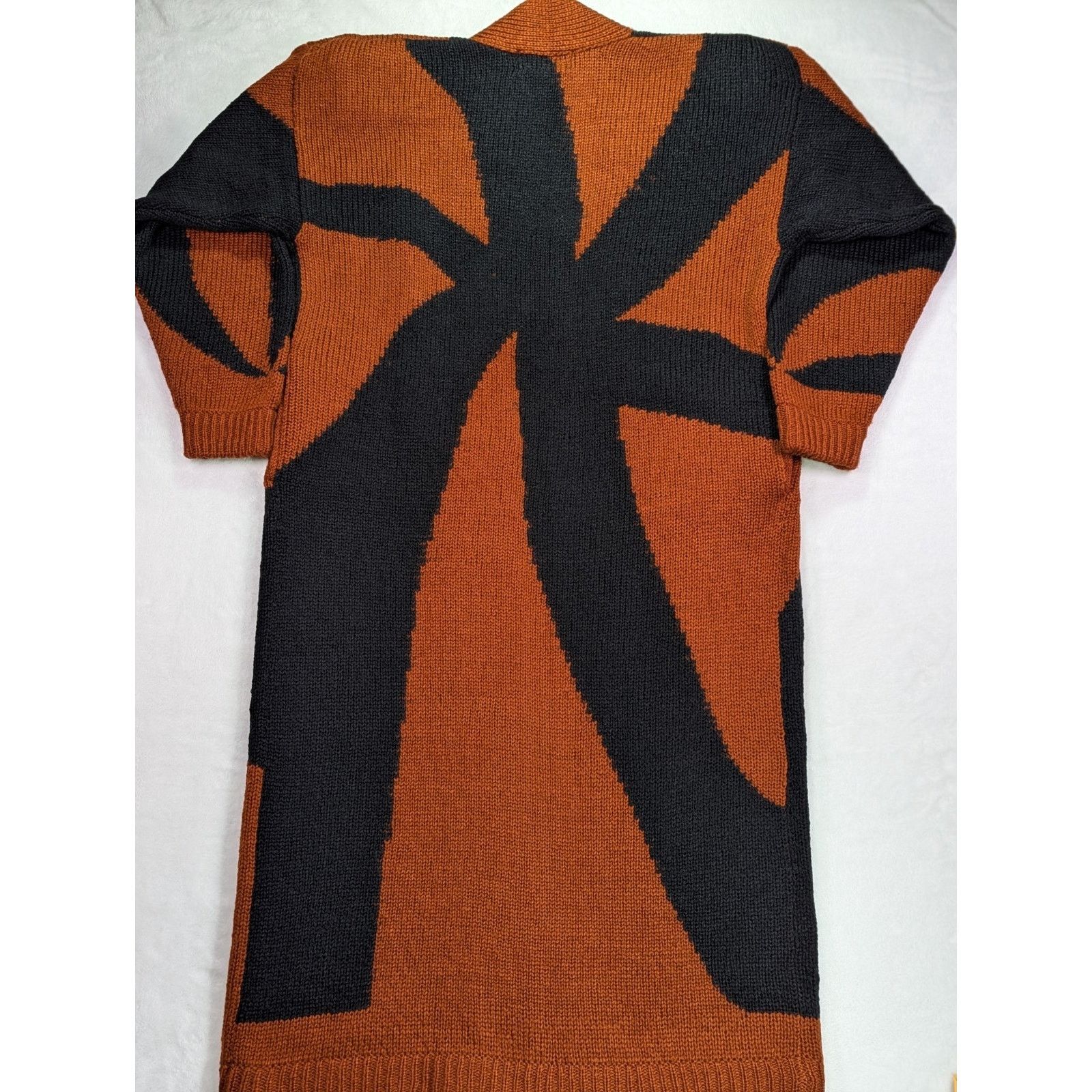 Other Maurada Sz Large Burnt Orange/Black Long/Maxi Knit Cartigan Size L / US 10 / IT 46 - 10 Thumbnail