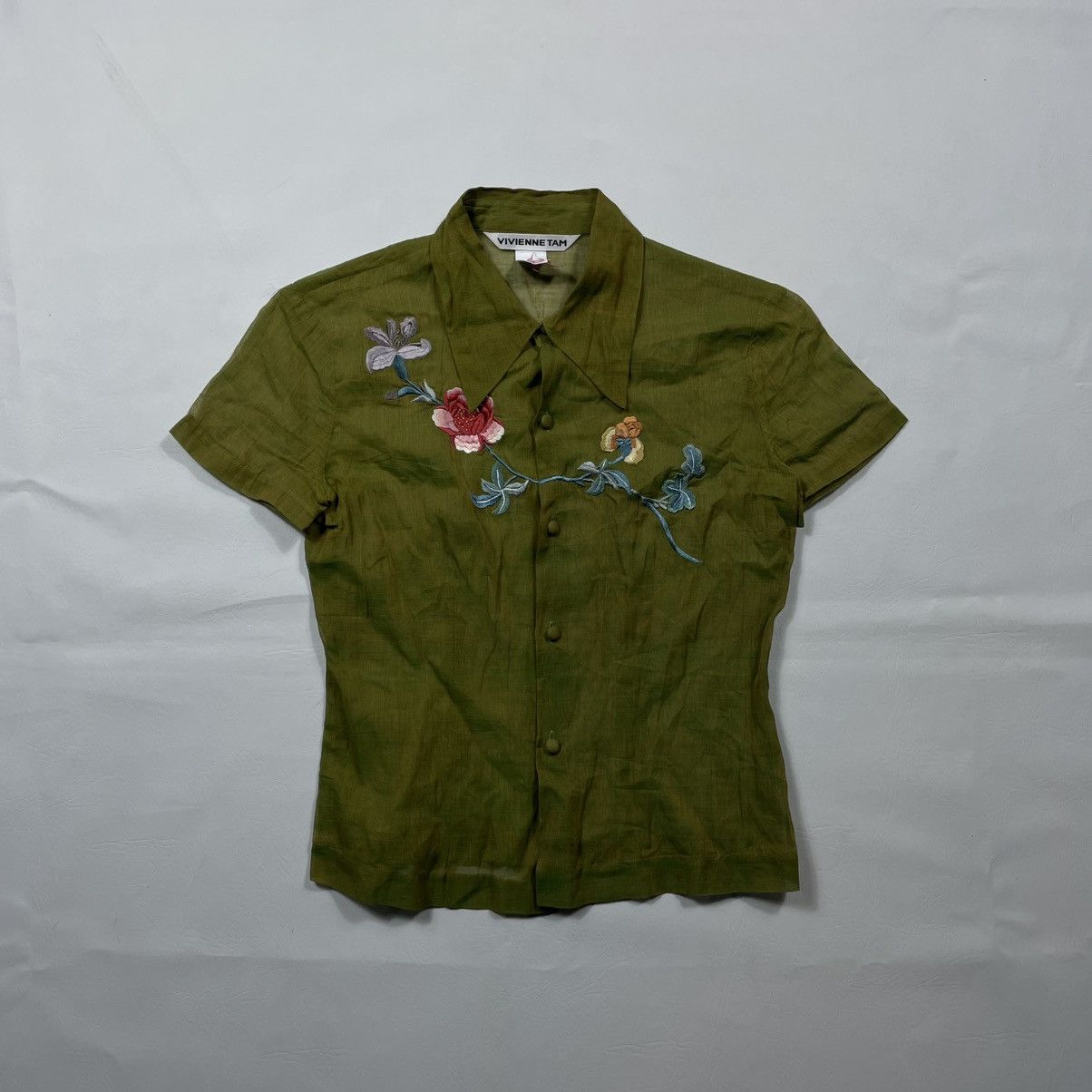 Vivienne Tam VIVIENNE TAM 90’s IRIDESCENT FLORAL BUTTON UP Size XS / US 0-2 / IT 36-38 - 1 Thumbnail