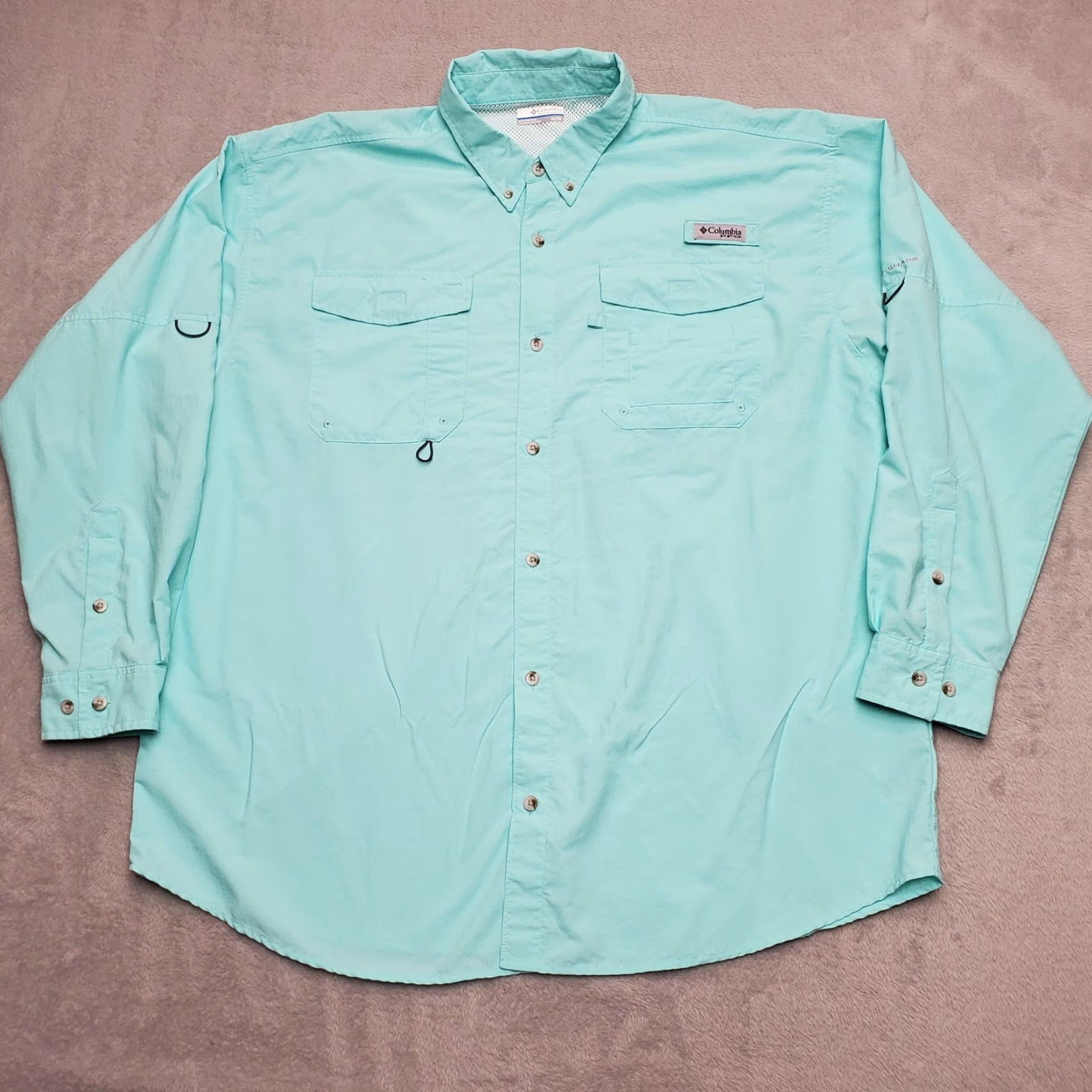 Vintage Columbia Performance Fishing Gear Shirt Men XL Turquoise Omni Shade Vented Nylon Shirt Size US XL / EU 56 / 4 - 2 Thumbnail