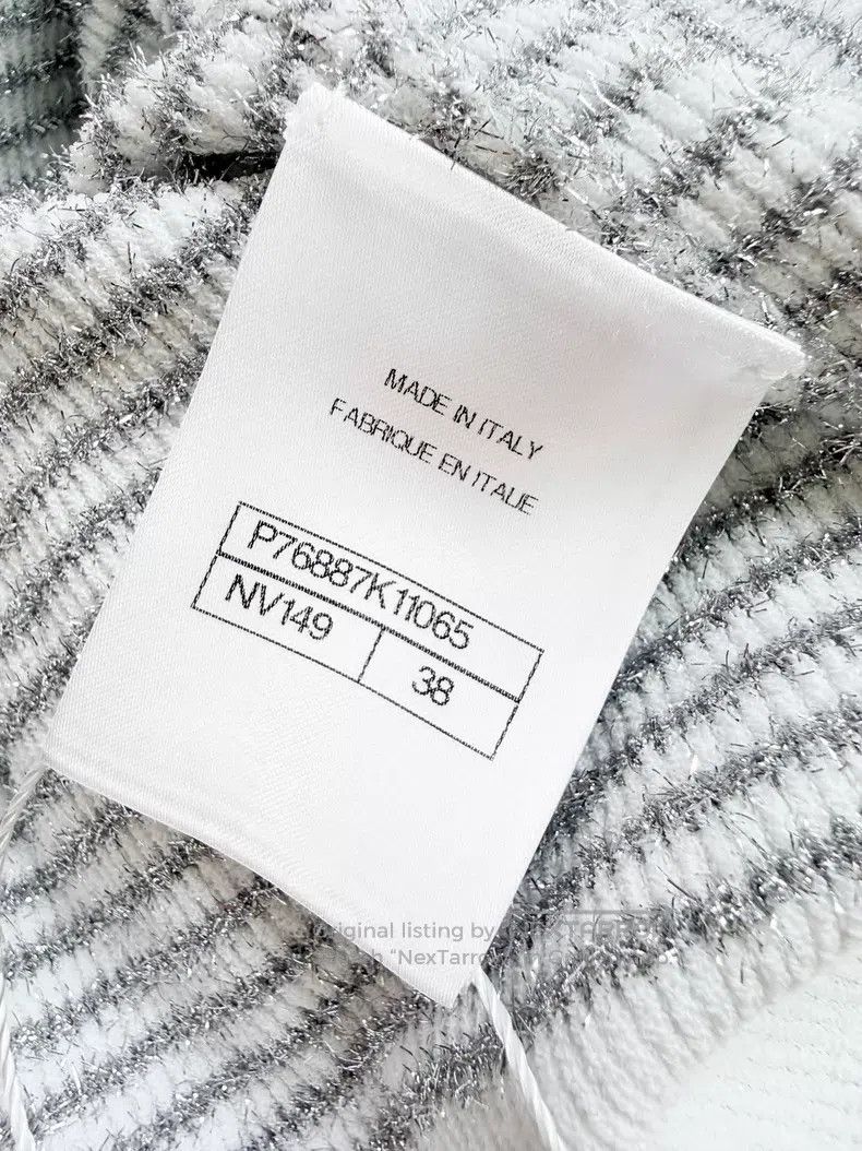 Chanel Chanel Silver silk striped long sleeves Size XS / US 0-2 / IT 36-38 - 7 Thumbnail