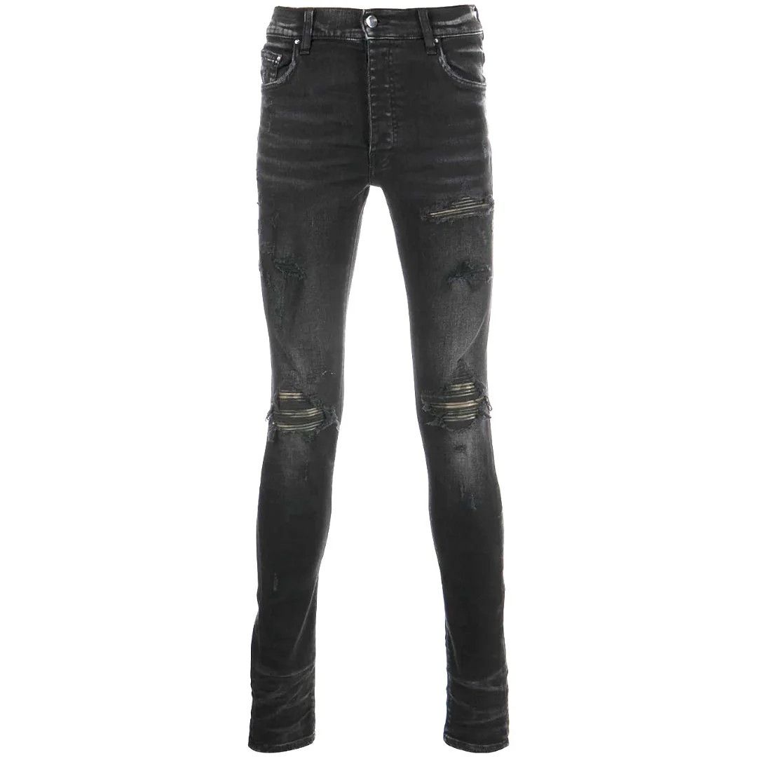 Amiri o1gr1nt1124 Leather Camo Mx1 Jeans in Aged Black Size US 29 - 1 Thumbnail