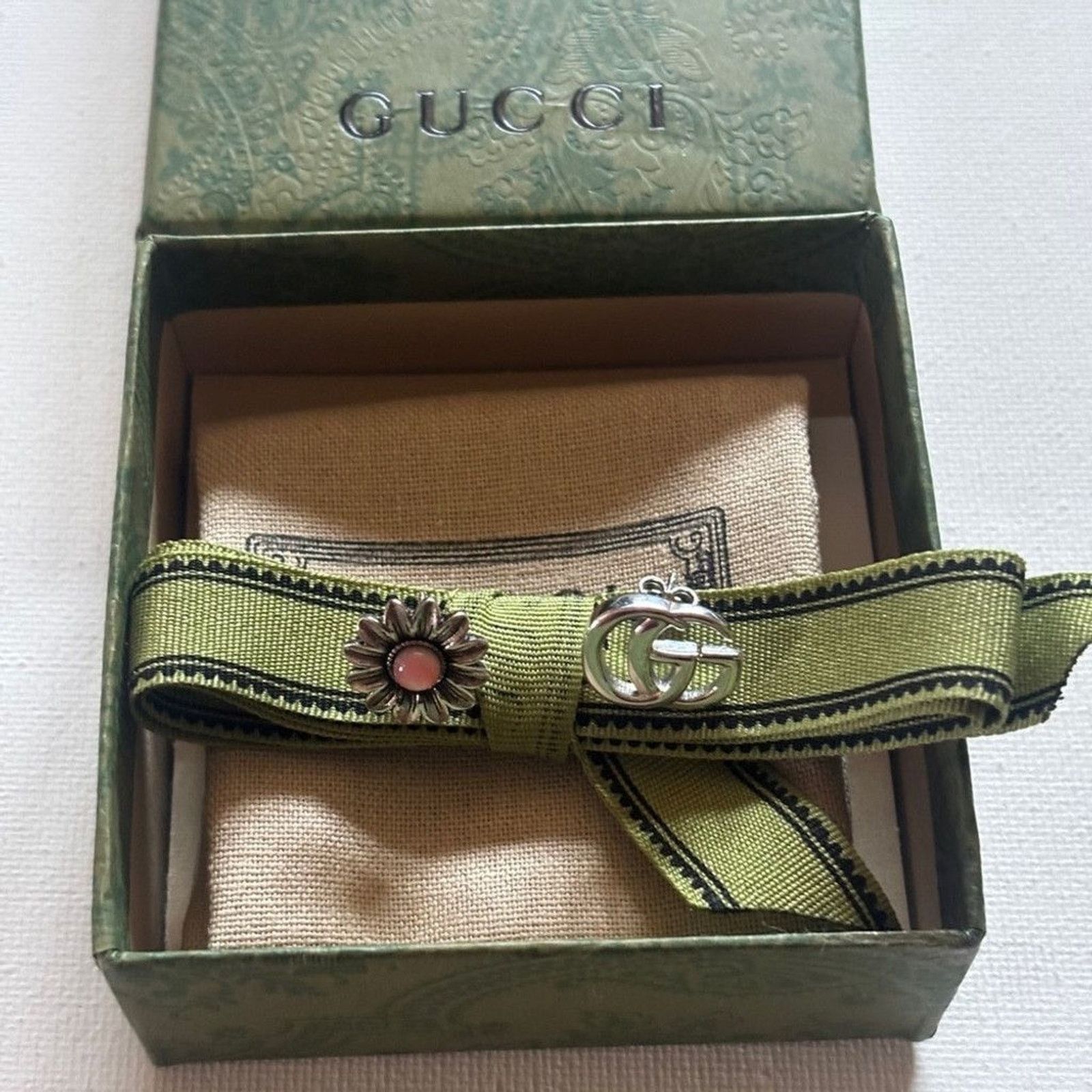 Gucci Gucci 925 Silver Pink Floral GG Stud Earrings Size ONE SIZE - 2 Thumbnail