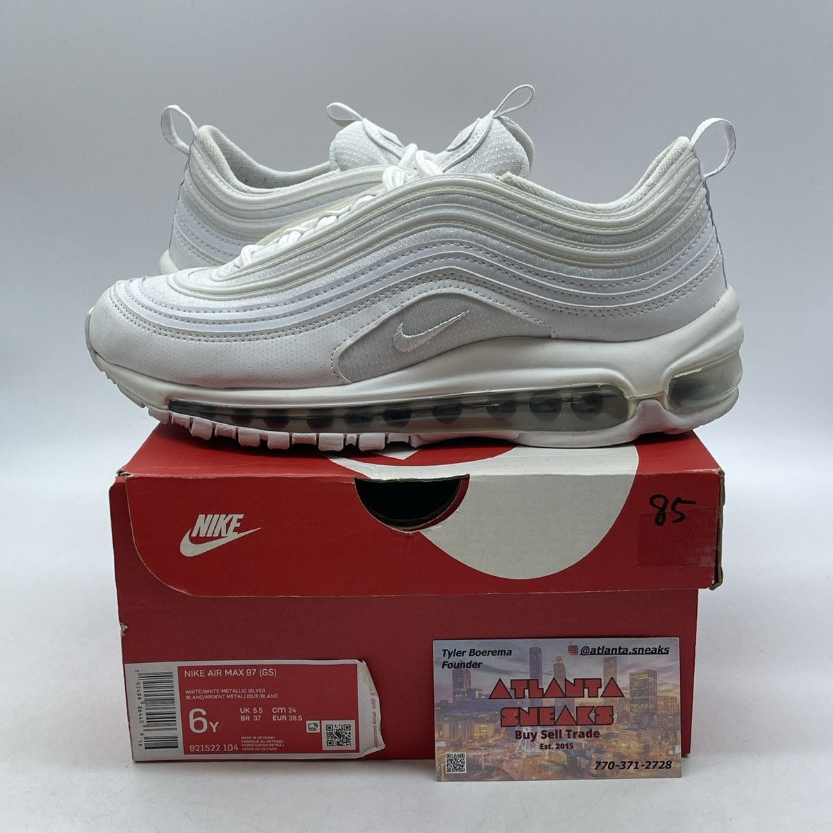 Nike Air max 97 white metallic silver Size US 6 / EU 39 - 1 Thumbnail