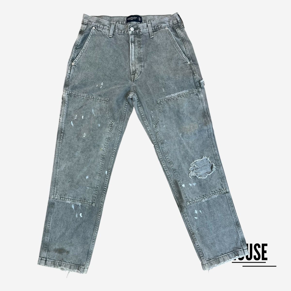 Abercrombie & Fitch Abercrombie & Fitch Double Knee Carpenter Jeans in Grey Size US 30 / EU 46 - 1 Thumbnail