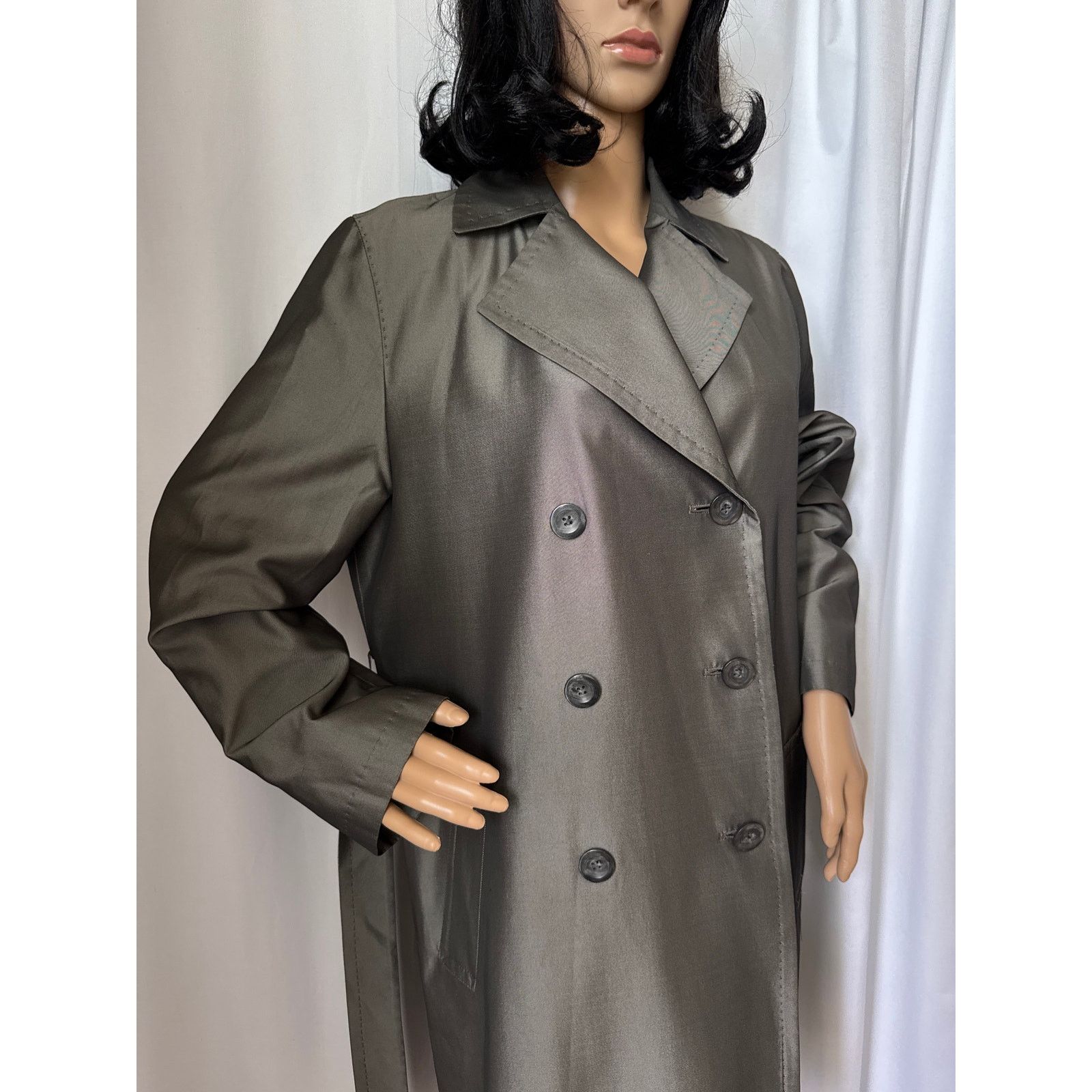 Sanyo SANYO Excellent Shimmering gray trench double breasted coat Size M / US 6-8 / IT 42-44 - 2 Thumbnail