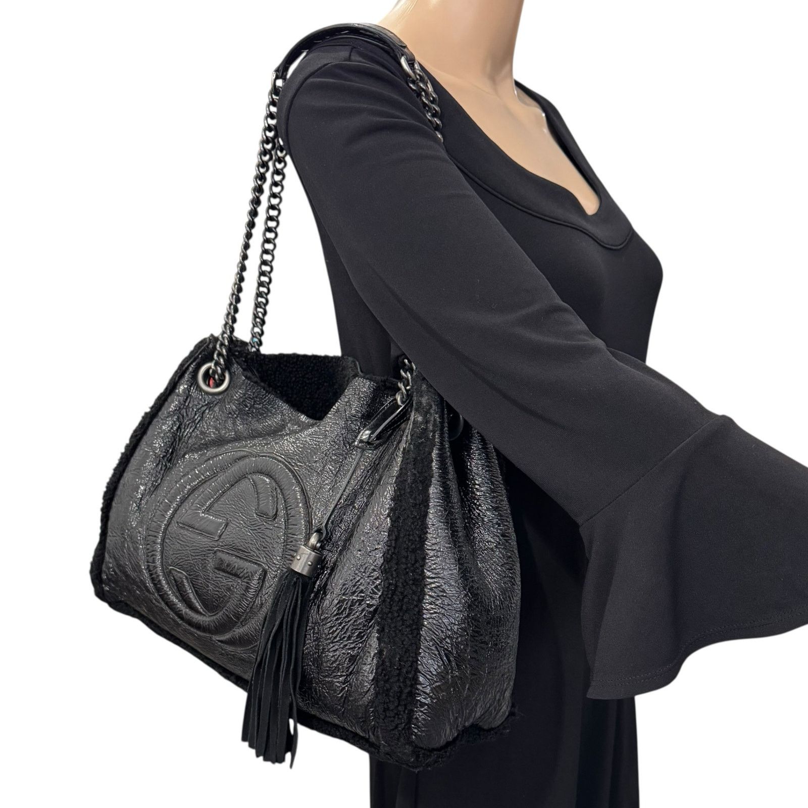 Gucci Gucci Soho Shearling Double Chain Bag Size ONE SIZE - 3 Thumbnail