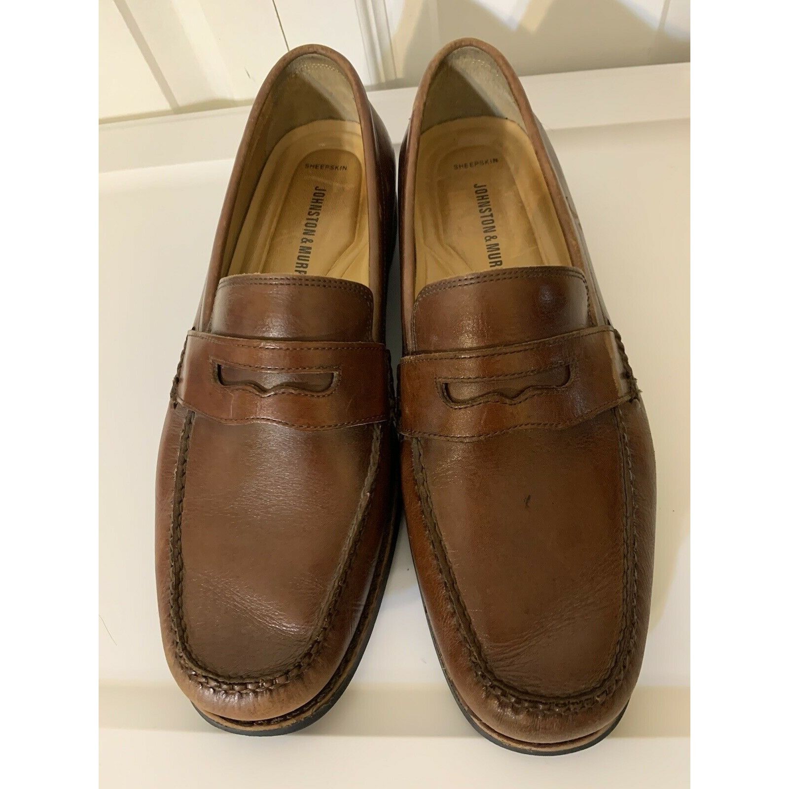 Johnston & Murphy Johnston & Murphy Men’s Sz 9 1/2 M Ainsworth Brown Sheepskin Size US 9.5 / EU 42-43 - 4 Thumbnail