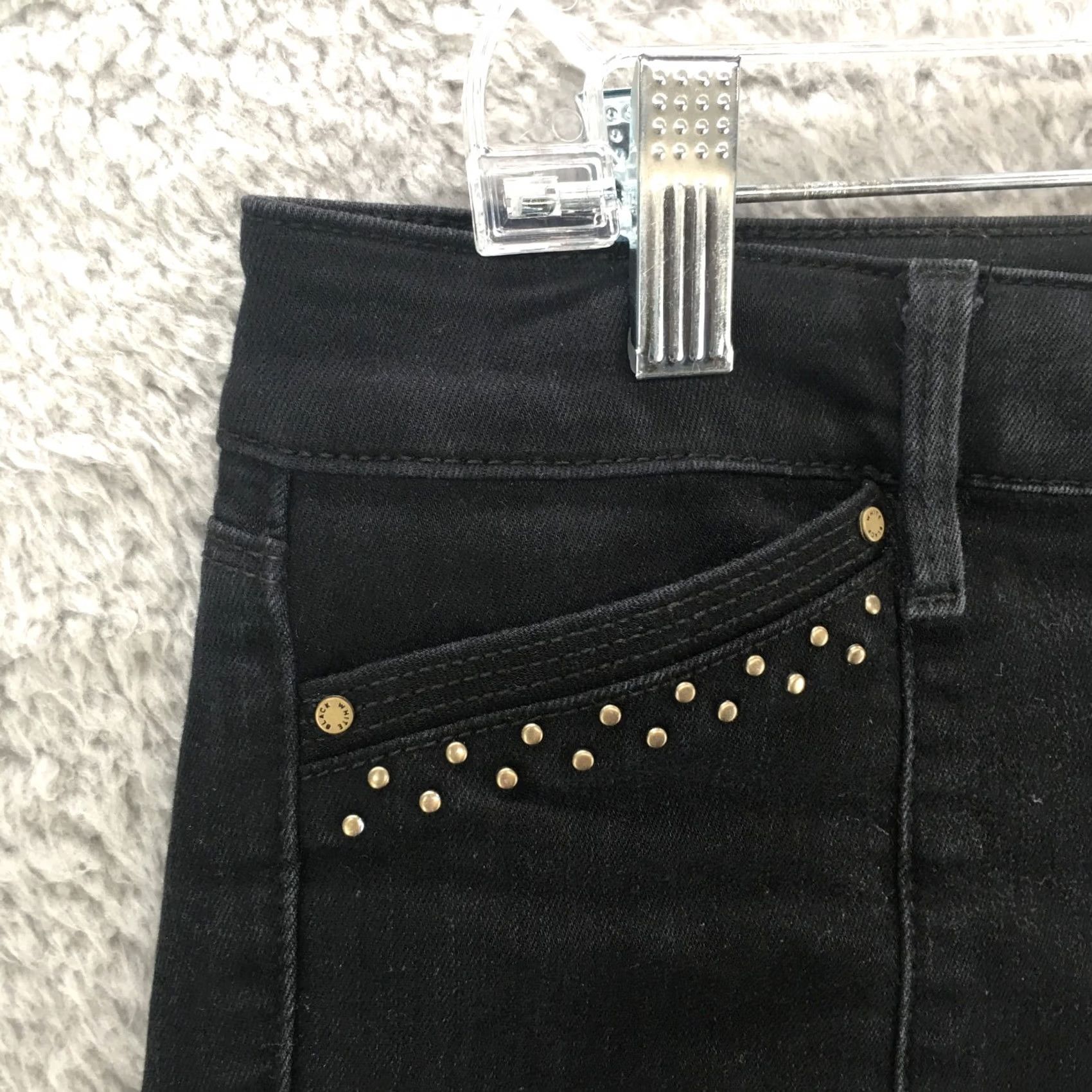 Vintage The Skinny Ankle Jeans Jeggings Black Studded Womens Mid Rise Button Zip Fly 4 Size 27" / US 4 / IT 40 - 3 Thumbnail