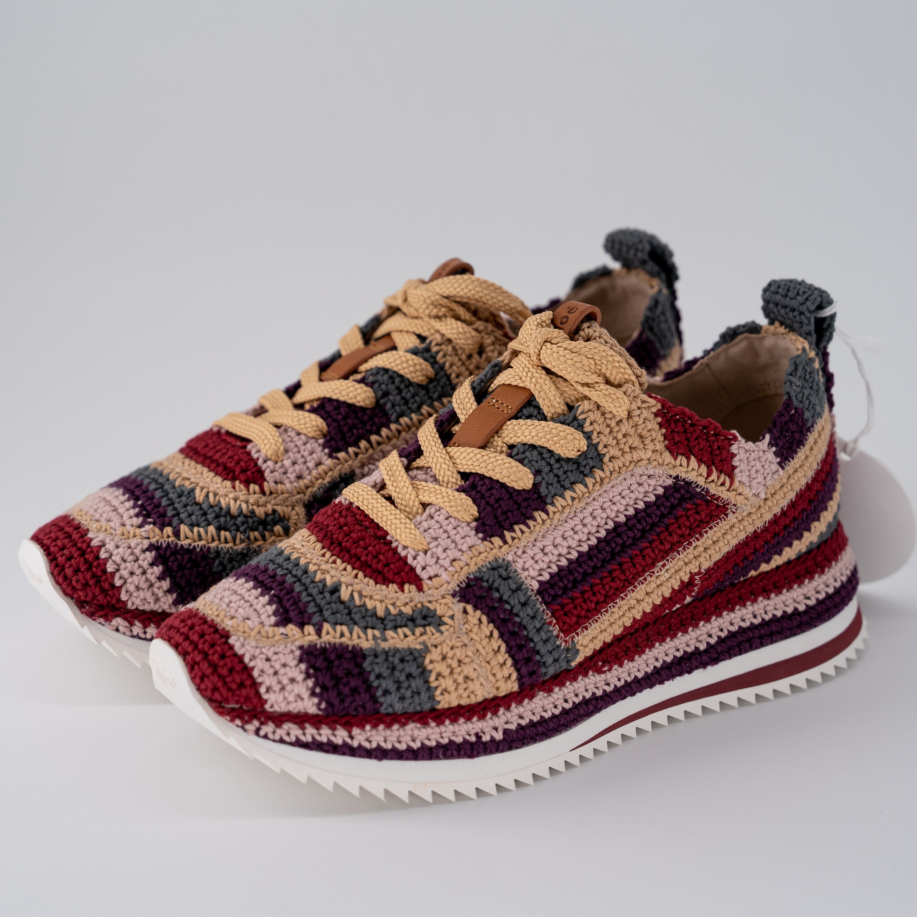 Chloe size US7 EU 37 - Chloe Myha Crocheted Knit Sneakers Burgundy Size US 7 / IT 37 - 1 Thumbnail