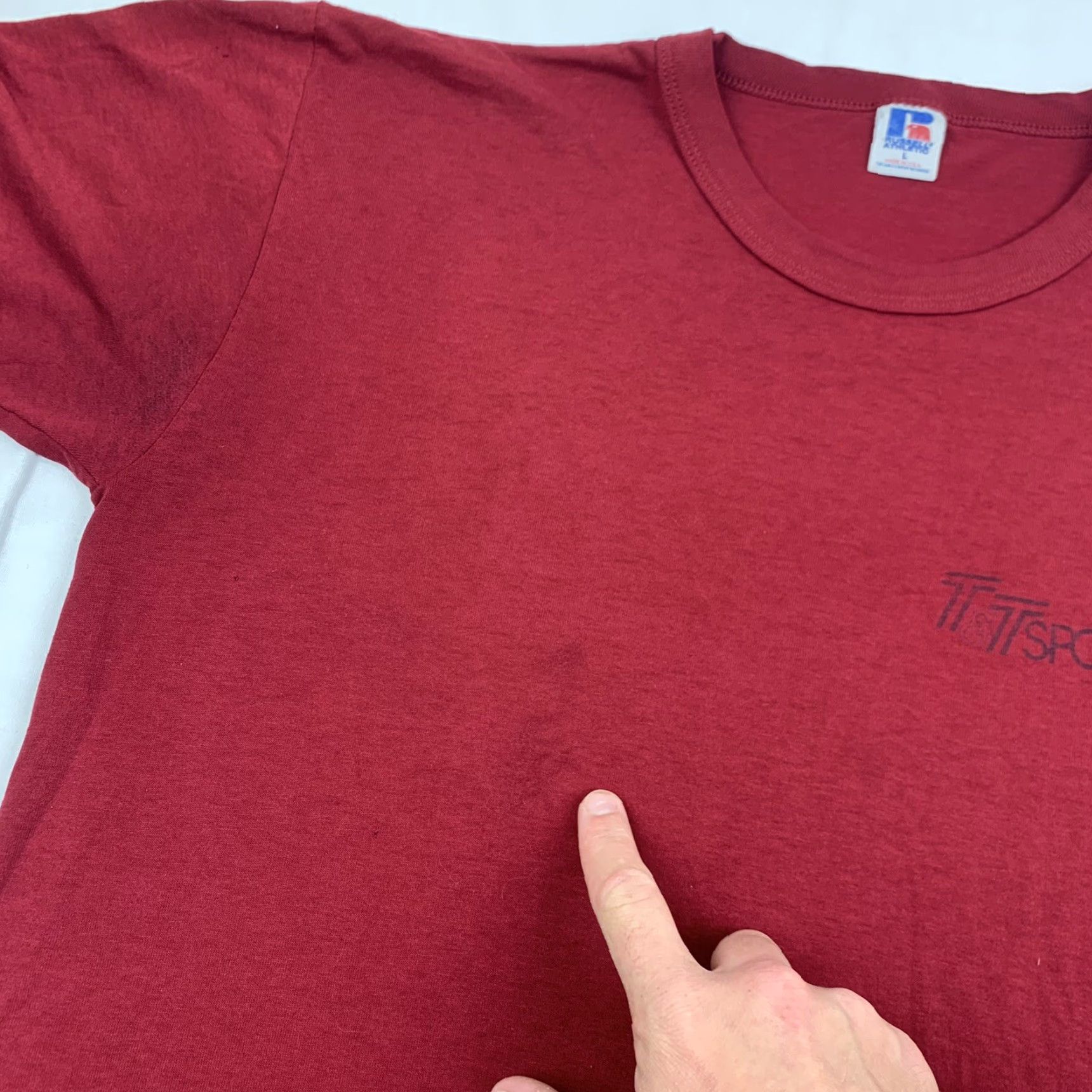 Russell Athletic VINTAGE Russell Athletic T Shirt T&T Sports Adult Large Red 90s Mens Size US L / EU 52-54 / 3 - 7 Thumbnail