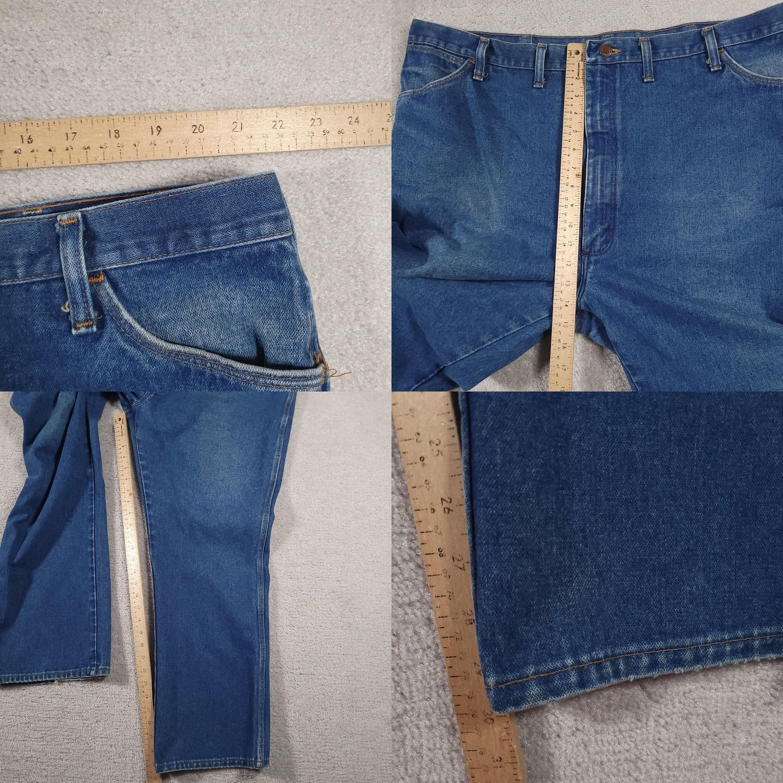 Wrangler Wrangler Jeans Mens 46 Regular Denim 945DEN Straight USA Made Blue 5-Pocket Zip Fly Cowboy Regular Fit Size US 30 / EU 46 - 8 Thumbnail