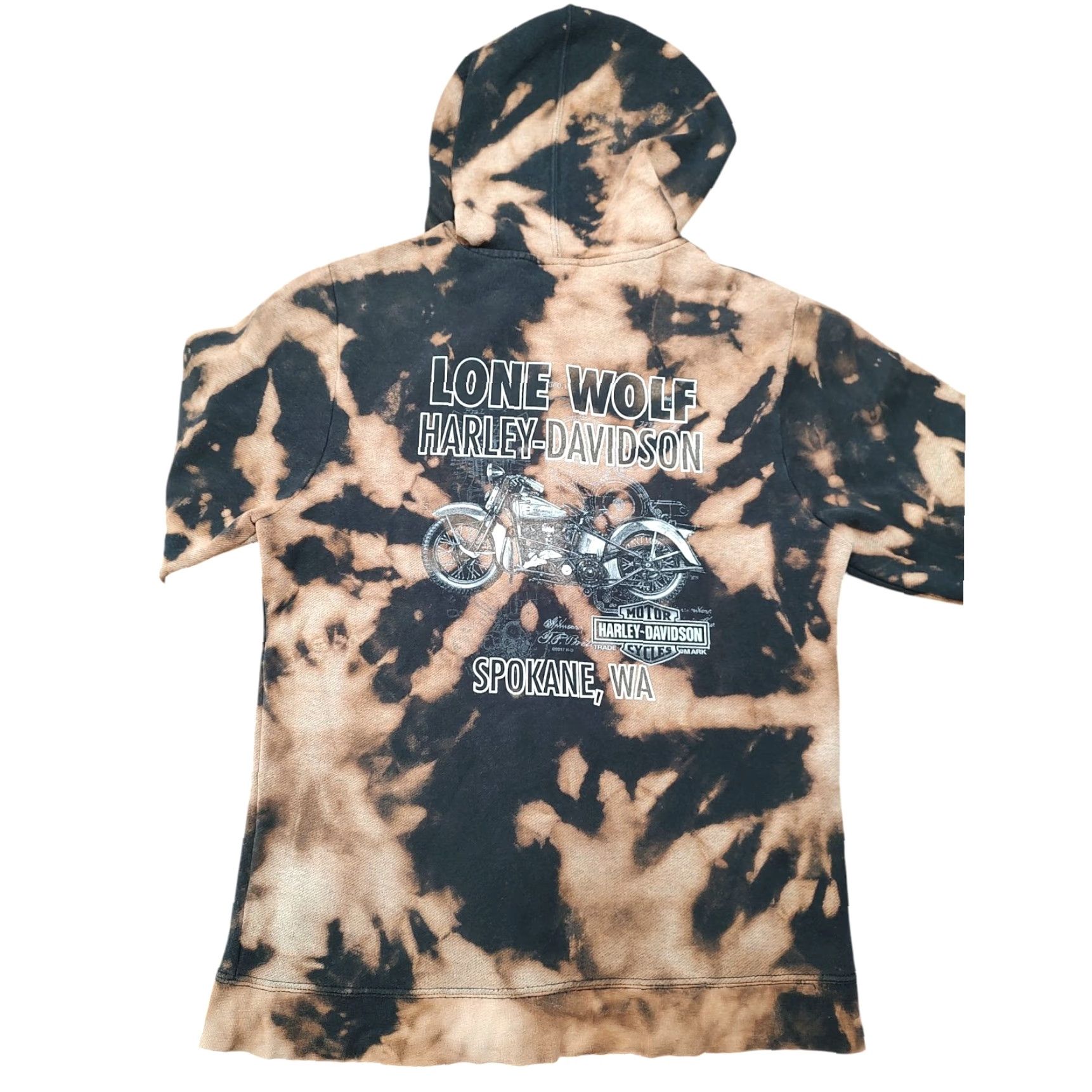 Harley Davidson Harley-Davidson Womens Sweatshirt Full Zip Hoodie S Black Biker Tie Dye Acid Wash Motorcycle Grunge Size S / US 4 / IT 40 - 3 Thumbnail