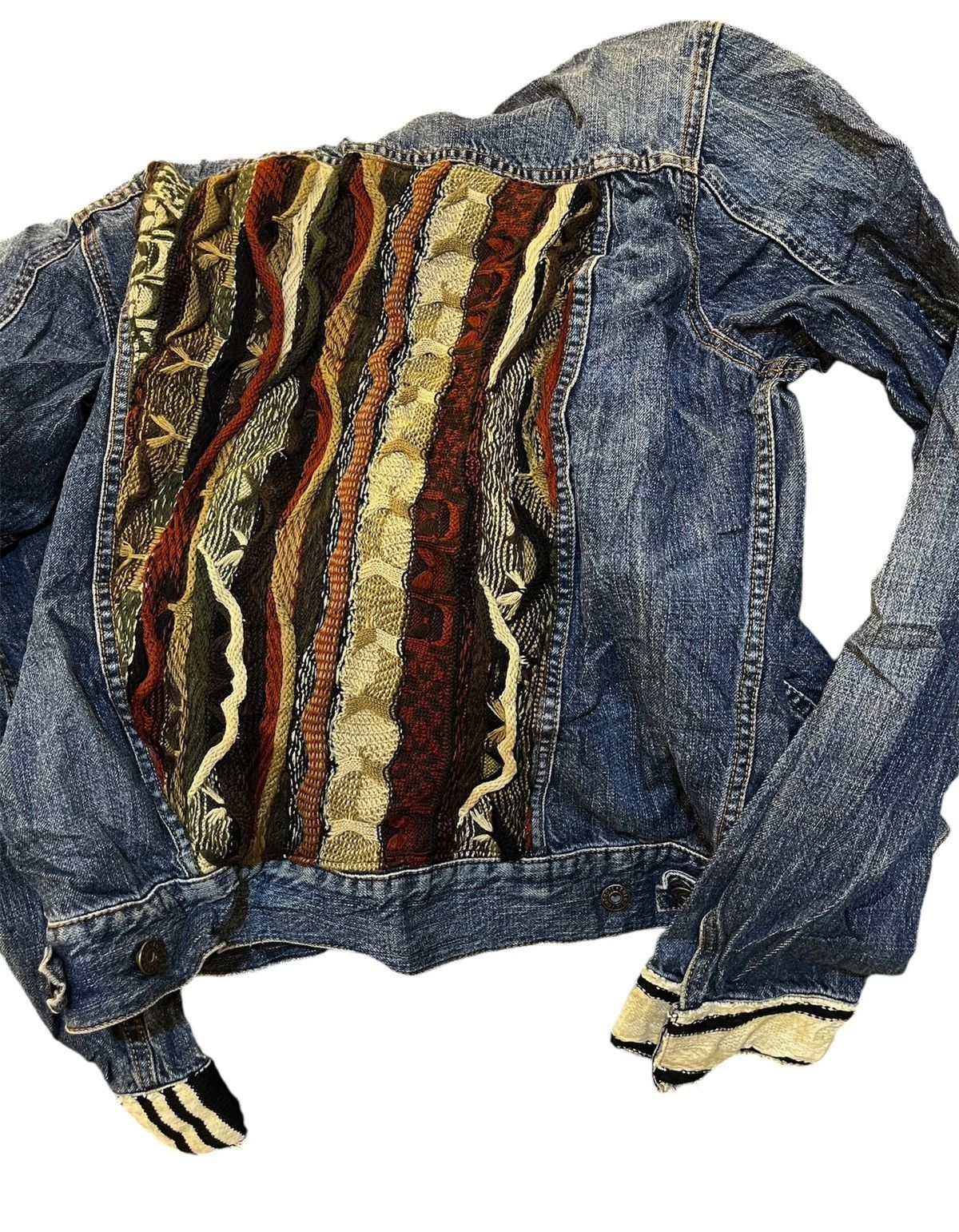 Energie Vintage 90s Energie Coogi Style Denim Jacket Made In Italy Size US XL / EU 56 / 4 - 2 Thumbnail