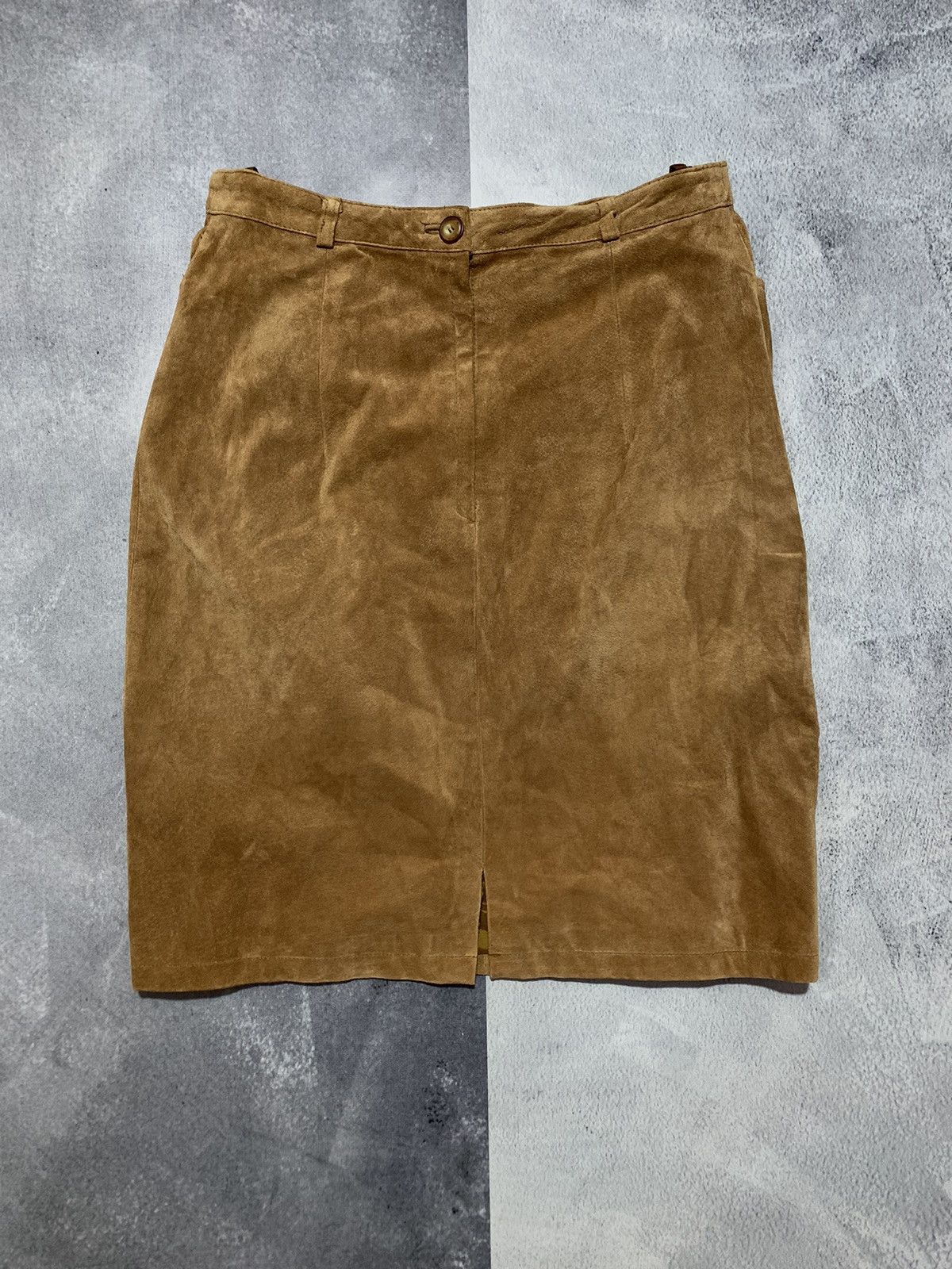 Leather × Vintage Vintage 70s Leather suede midi skirt retro size 34 Size 34" / US 12 / IT 48 - 1 Thumbnail