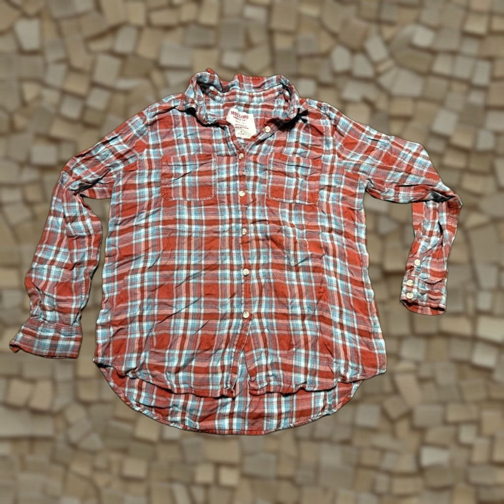 Mossimo VINTAGE not applicable; Mossimo Shirt Womens Medium Red Blue White Button Up Long Sleeve Boyfriend Fit Size M / US 6-8 / IT 42-44 - 1 Thumbnail