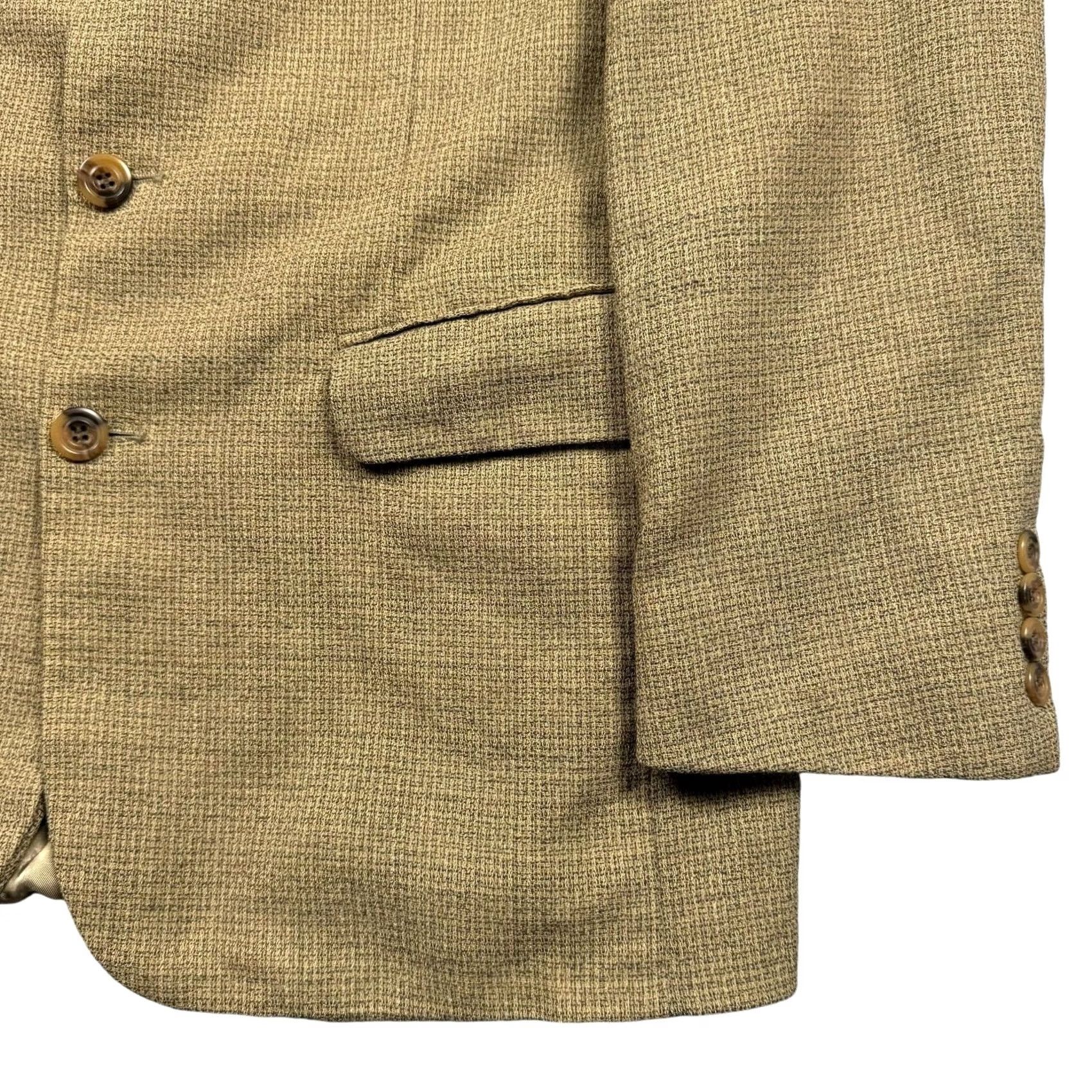 Bill Blass VINTAGE Bill Blass Blazer 42R Wool Tweed Brown/Tan Single-Breasted Jacket Mens Suit Coat Sports Coat 90s Preppy Geometric Pattern Size 42R - 3 Thumbnail