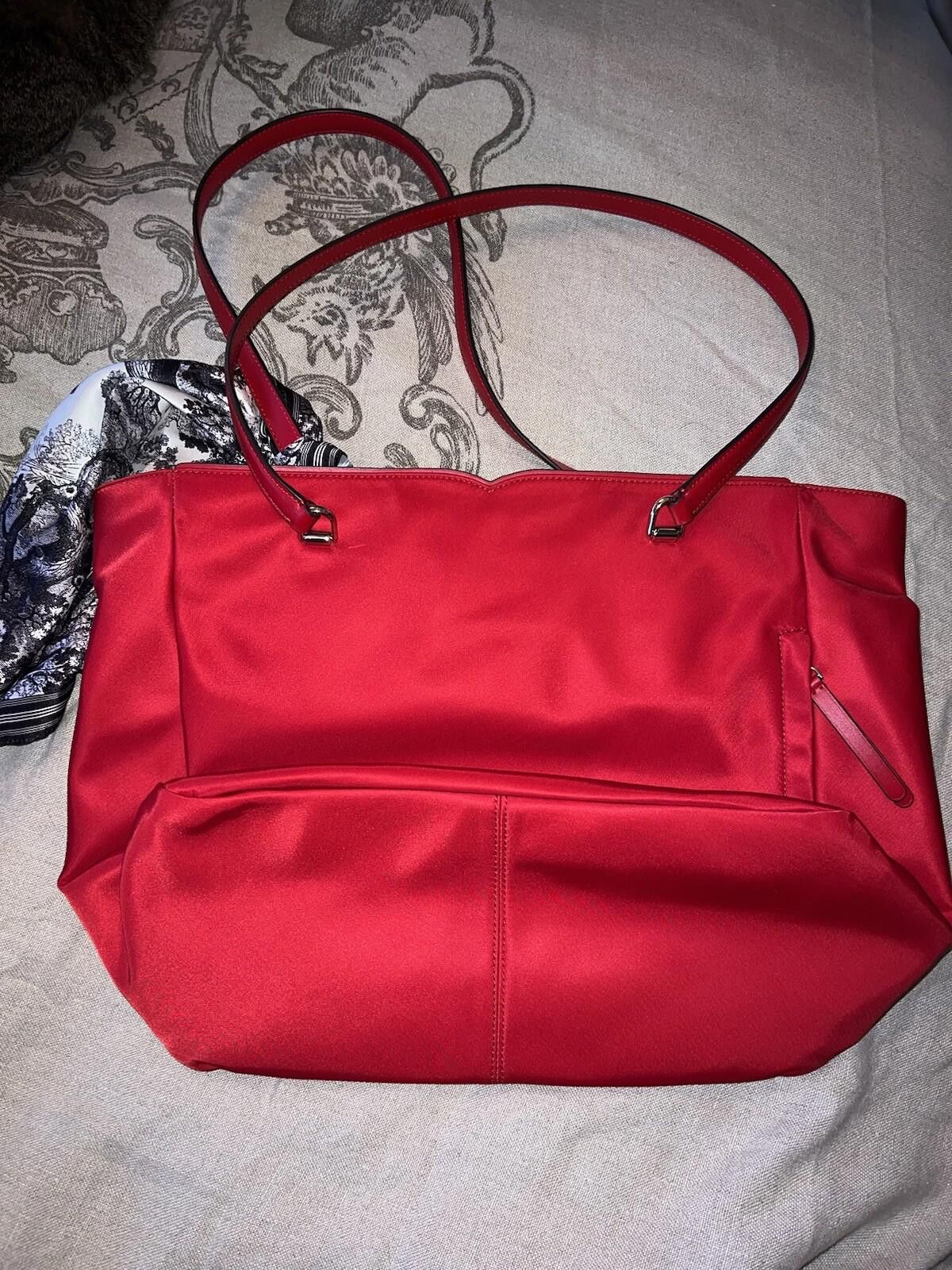 Kate Spade NEW Kate Spade Red Nylon Handbag Purse Tote Bag w/ Scarf Size ONE SIZE - 7 Thumbnail