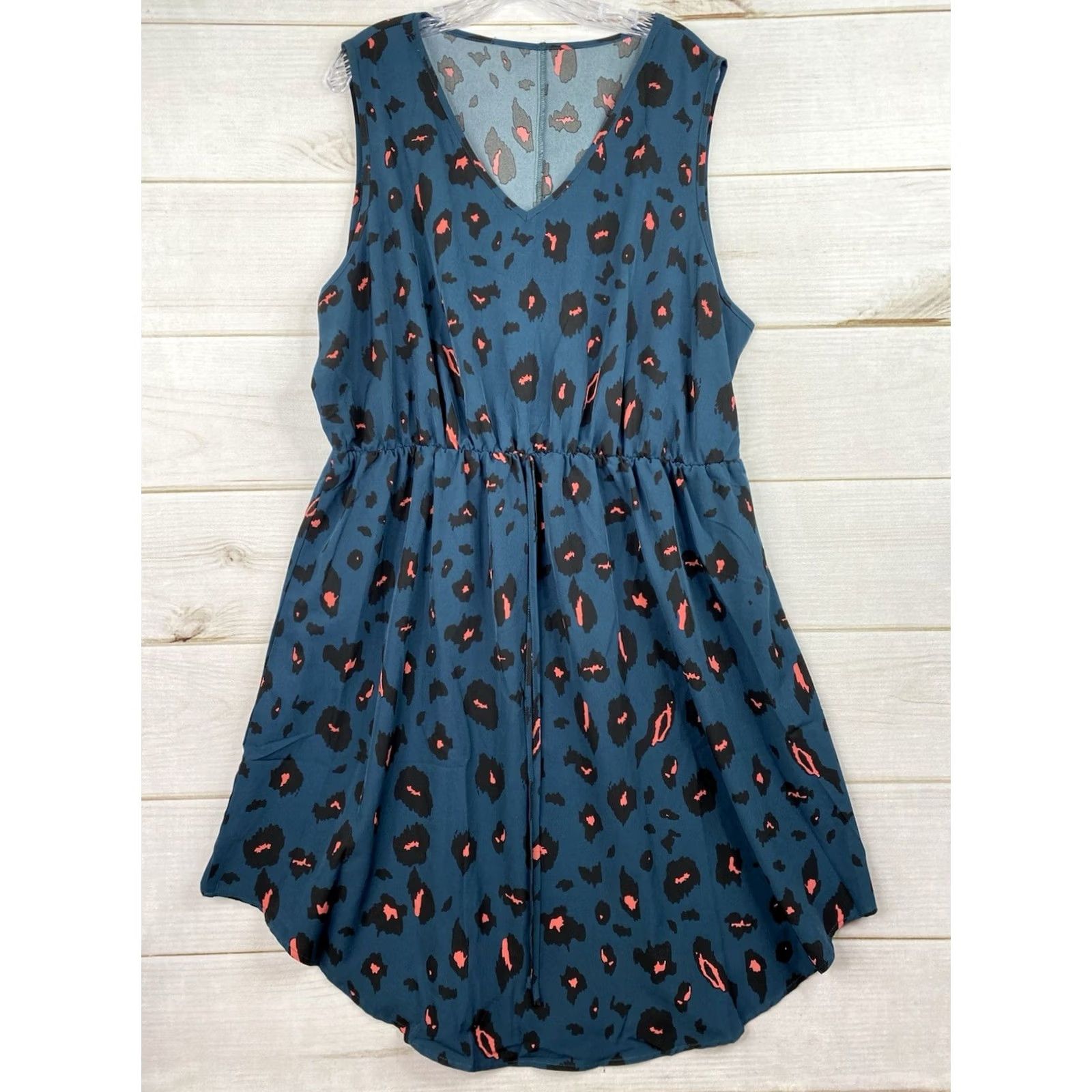 Shein SheIn Dress Women 4XL Blue Animal Print Sleeveless V-Neck Chiffon Midi Casual Formal Party/Cocktail Sleeveless Dress 4XL Womens Size XXL / US 16-18 / IT 52-54 - 2 Thumbnail