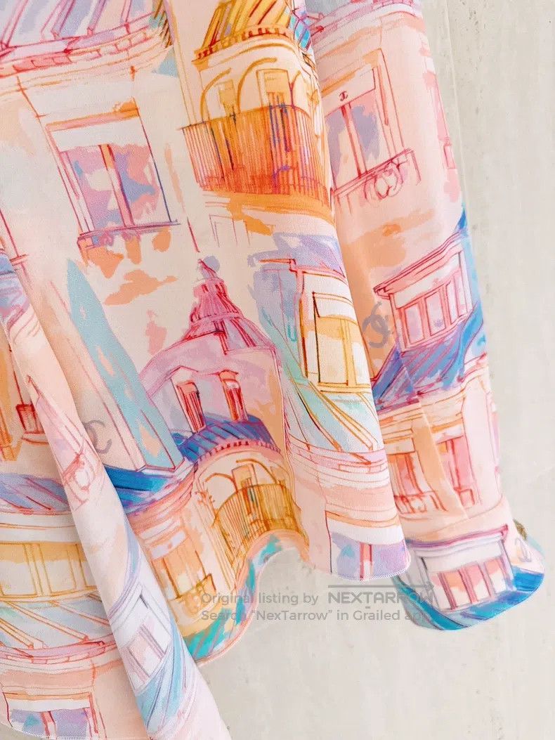 Chanel Chanel 20S spring and summer painted roof silk shirt Size XXS / US 00 / IT 34 - 4 Thumbnail