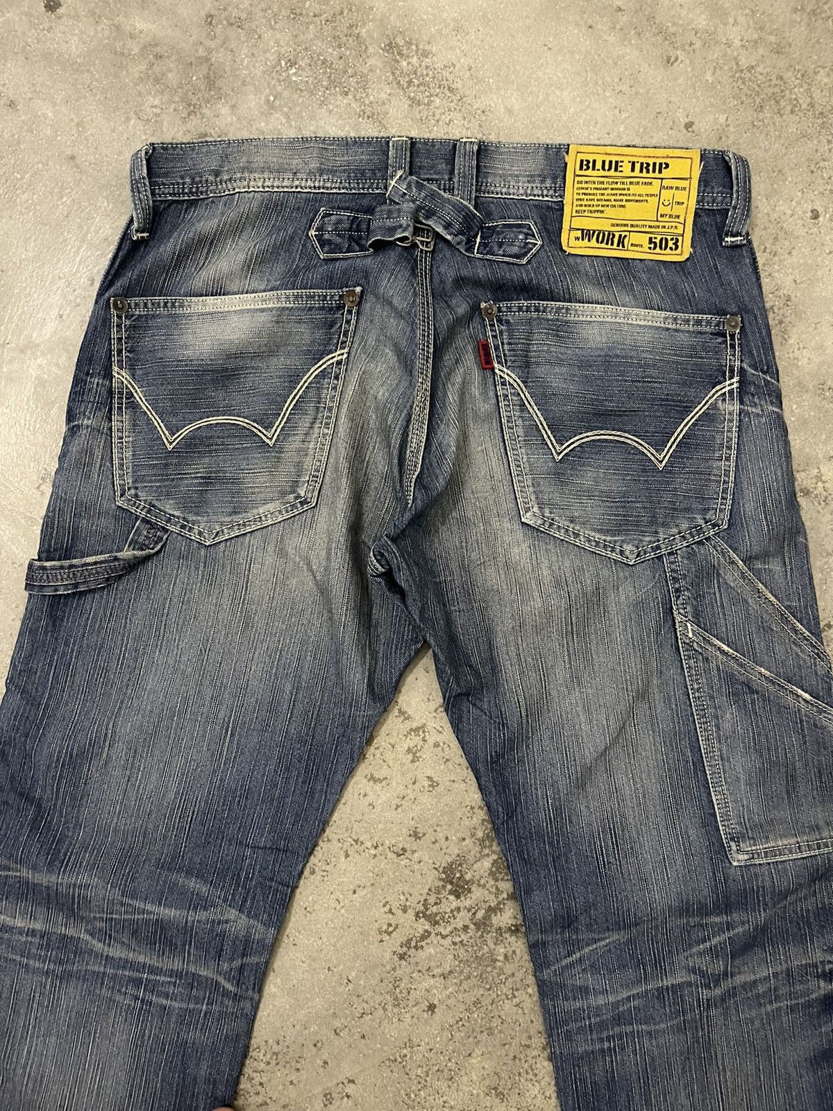 Edwin Edwin 503 Blue Trip Buckle Back Denim Size US 34 / EU 50 - 11 Thumbnail