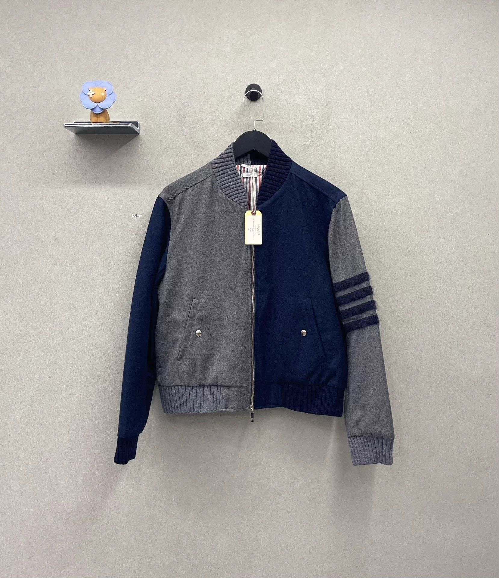 Thom Browne Multi-Color Zip-Up er Jacket with Striped Sleeves Size US S / EU 44-46 / 1 - 2 Thumbnail