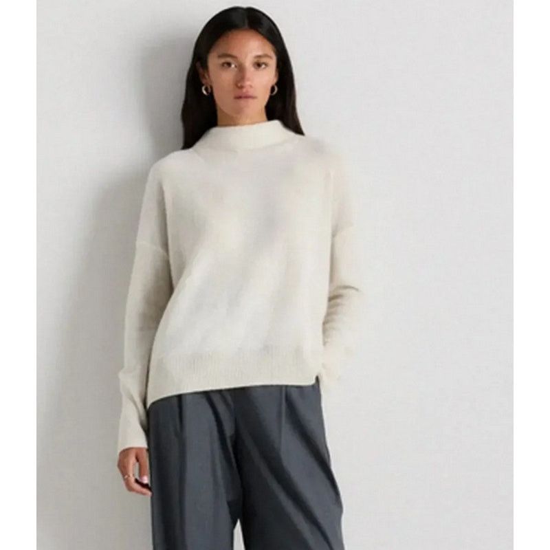 Quince Mongolian Cashmere Funnel Neck Sweater Ivory Size M NWT Size M / US 6-8 / IT 42-44 - 2 Thumbnail
