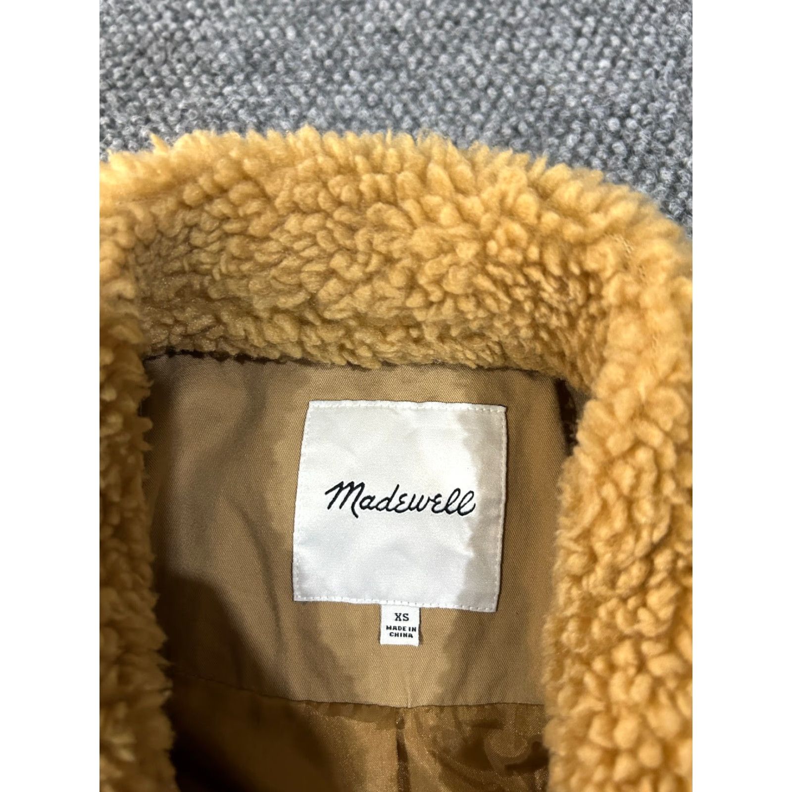Madewell Madewell Jacket Women XS Tan Teddy Fleece Snap Front Cozy Retro Solid Brown Long Sleeve Mid-Length Regular Fit Vintage: No Size XS / US 0-2 / IT 36-38 - 3 Thumbnail