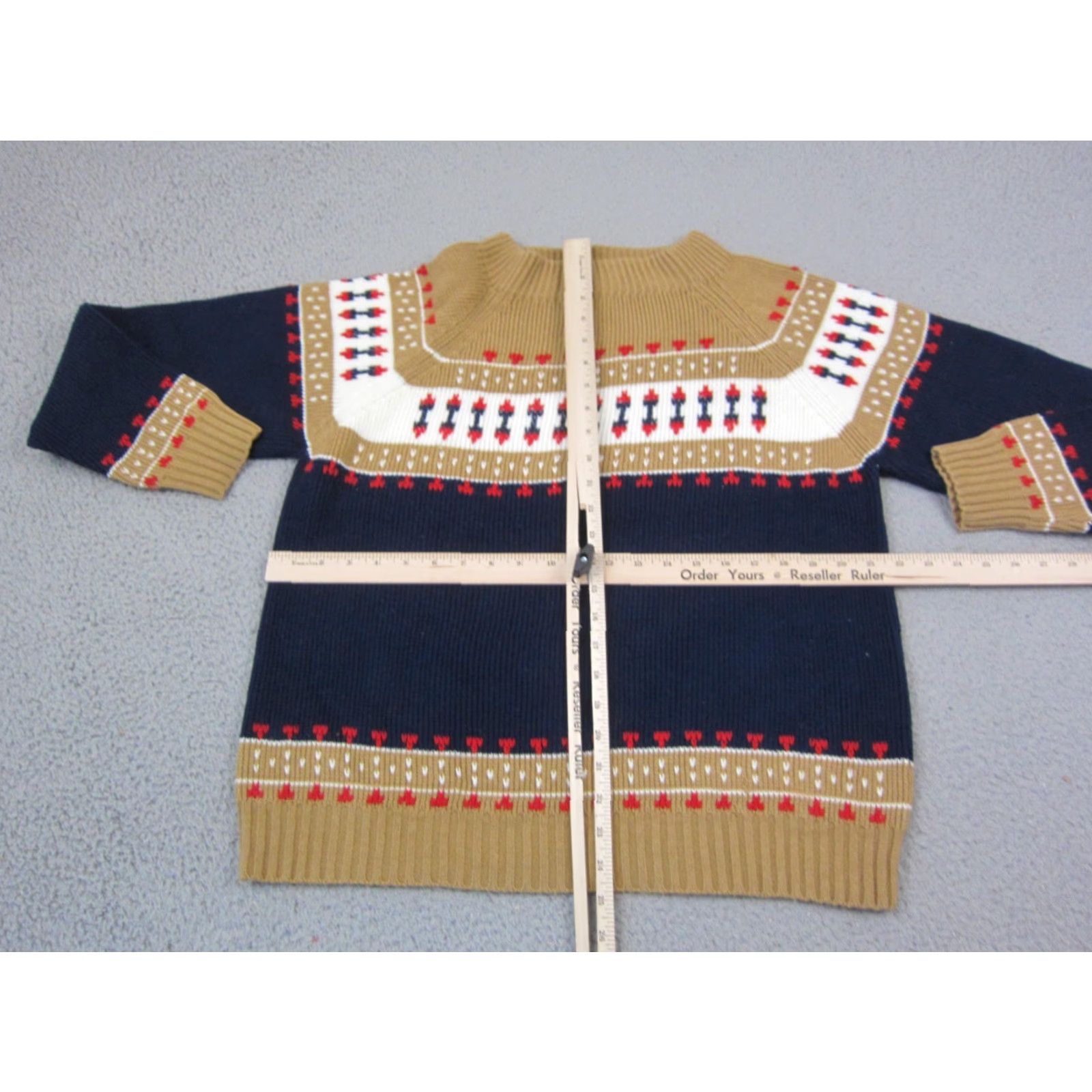 JCPenney VINTAGE JCPenney Sweater Mens M Blue Brown Nordic Knit Pullover 70s 80s Knit Pullover Crew Neck Casual Winter Fall 90s 80s Mens Size US M / EU 48-50 / 2 - 5 Thumbnail
